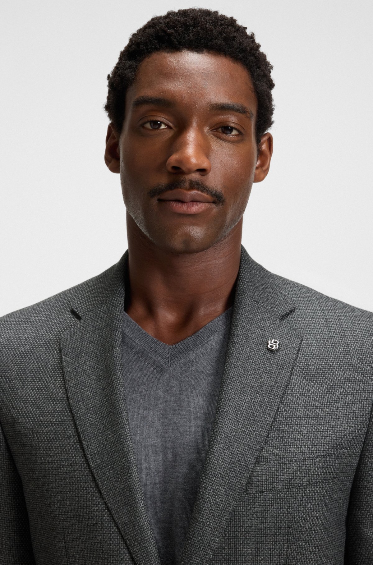 Patterned regular-fit jacket in virgin wool