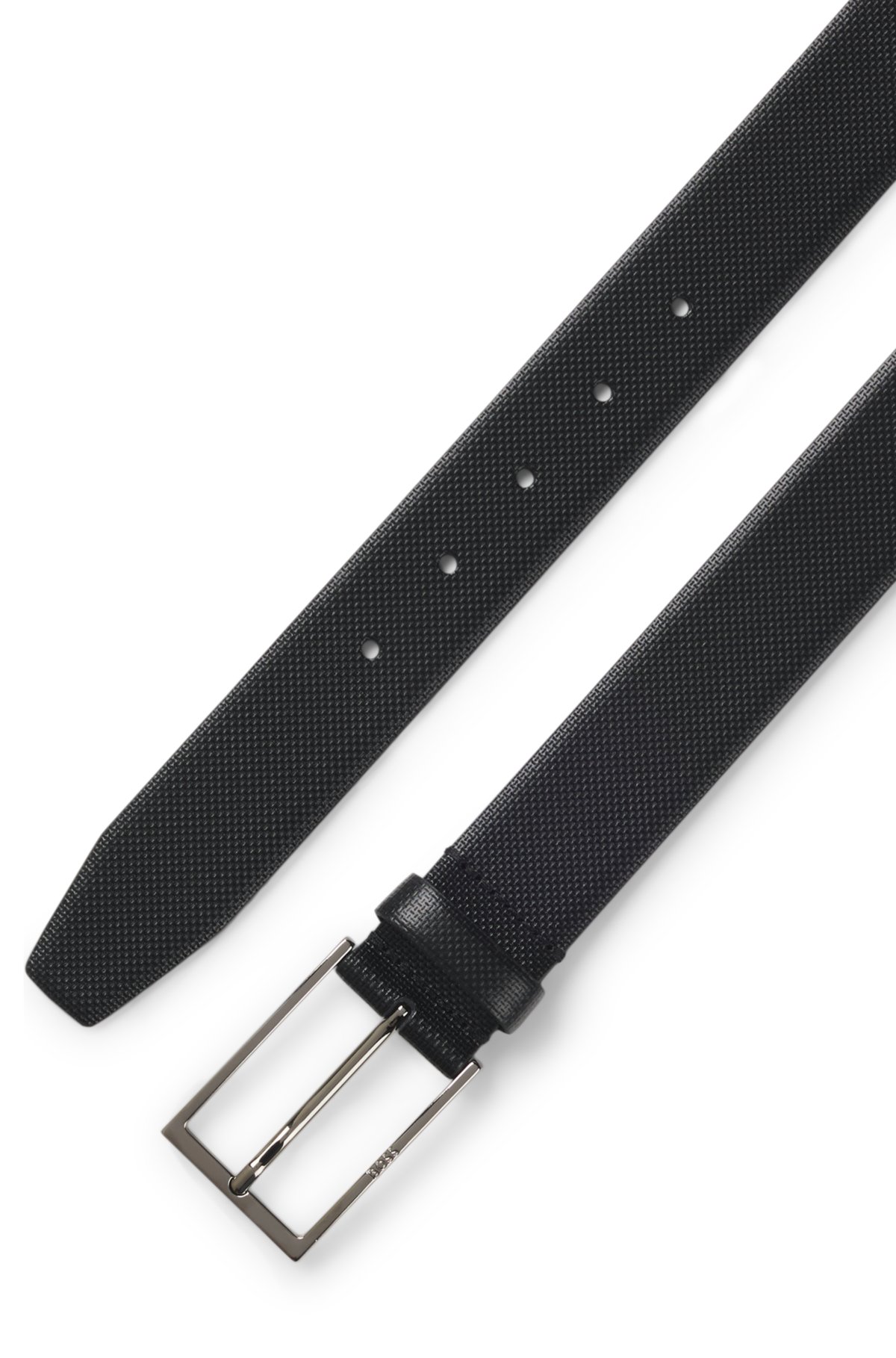 Italian leather belt with printed structure