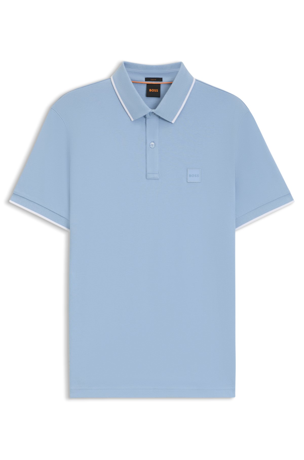 Logo-patch slim-fit polo shirt in stretch cotton
