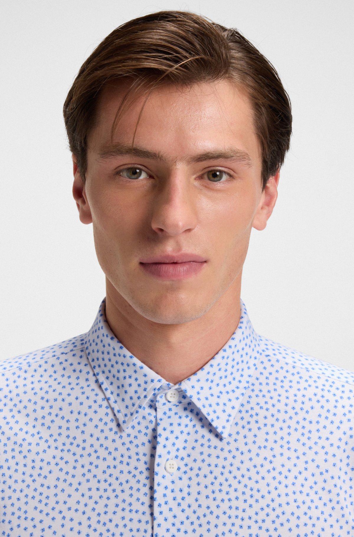 Printed slim-fit shirt in a cotton blend