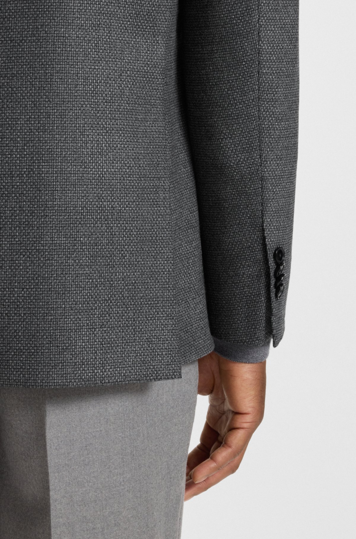 Patterned regular-fit jacket in virgin wool