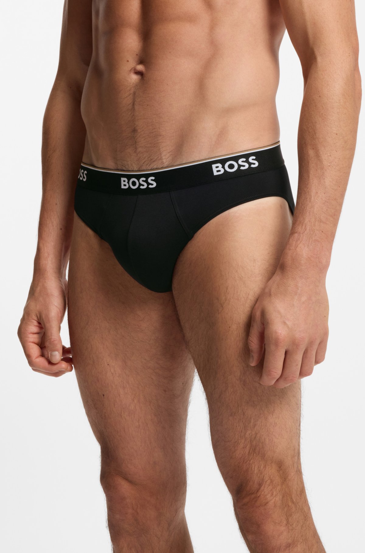 Three-pack of logo-waistband briefs in stretch cotton