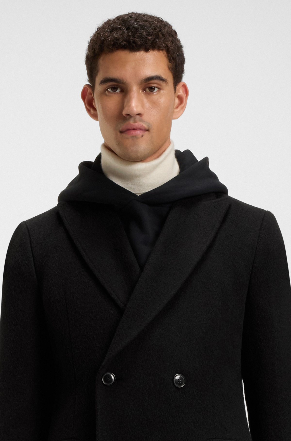 Alpaca-blend coat with double-breasted front
