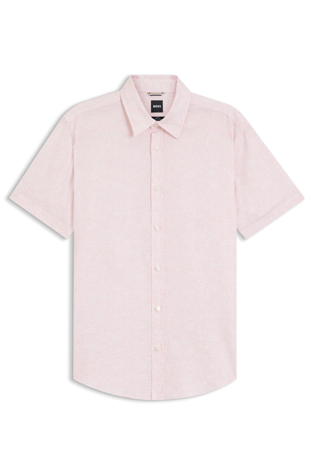 Floral-print slim-fit shirt in stretch linen