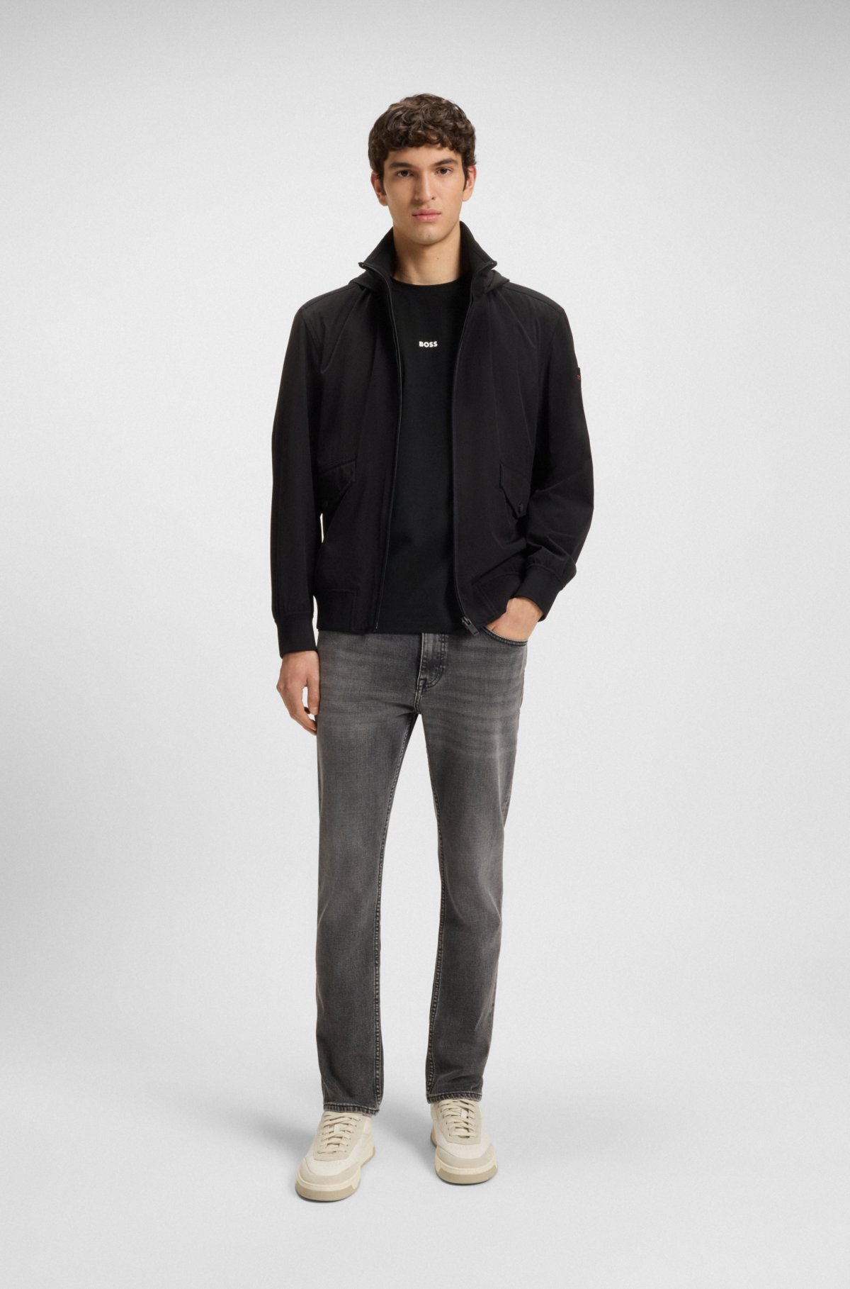 Stretch-cotton T-shirt with contrast logo