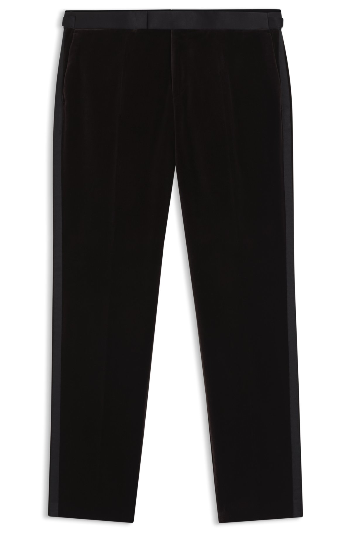 Slim-fit tuxedo trousers in cotton velvet