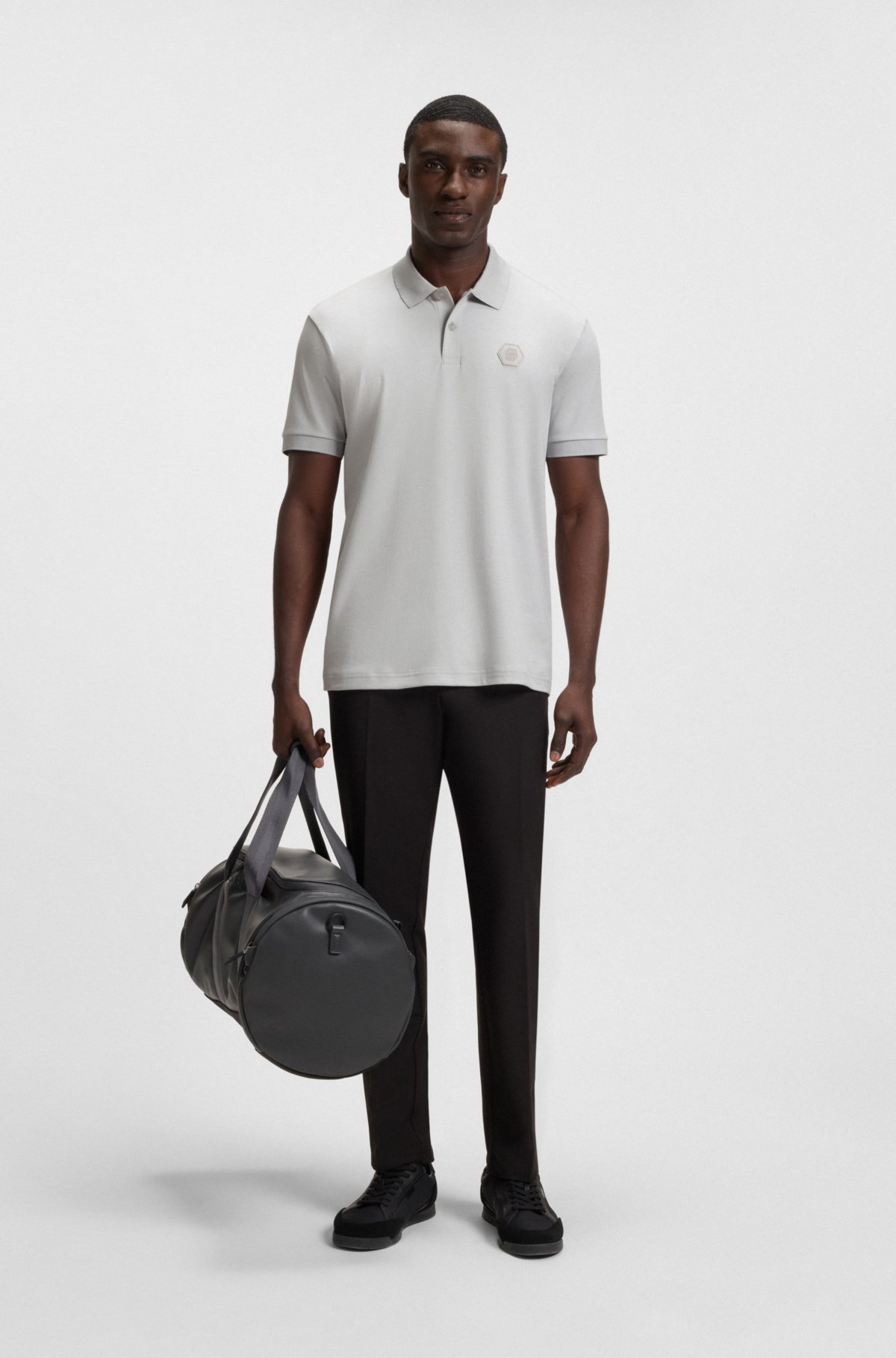 Pima-cotton polo shirt with Double B monogram