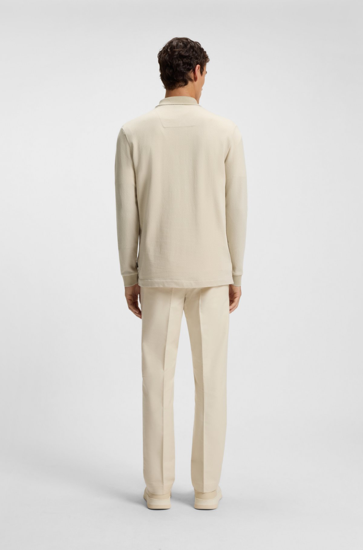 Mercerised-cotton polo shirt with two-tone structure
