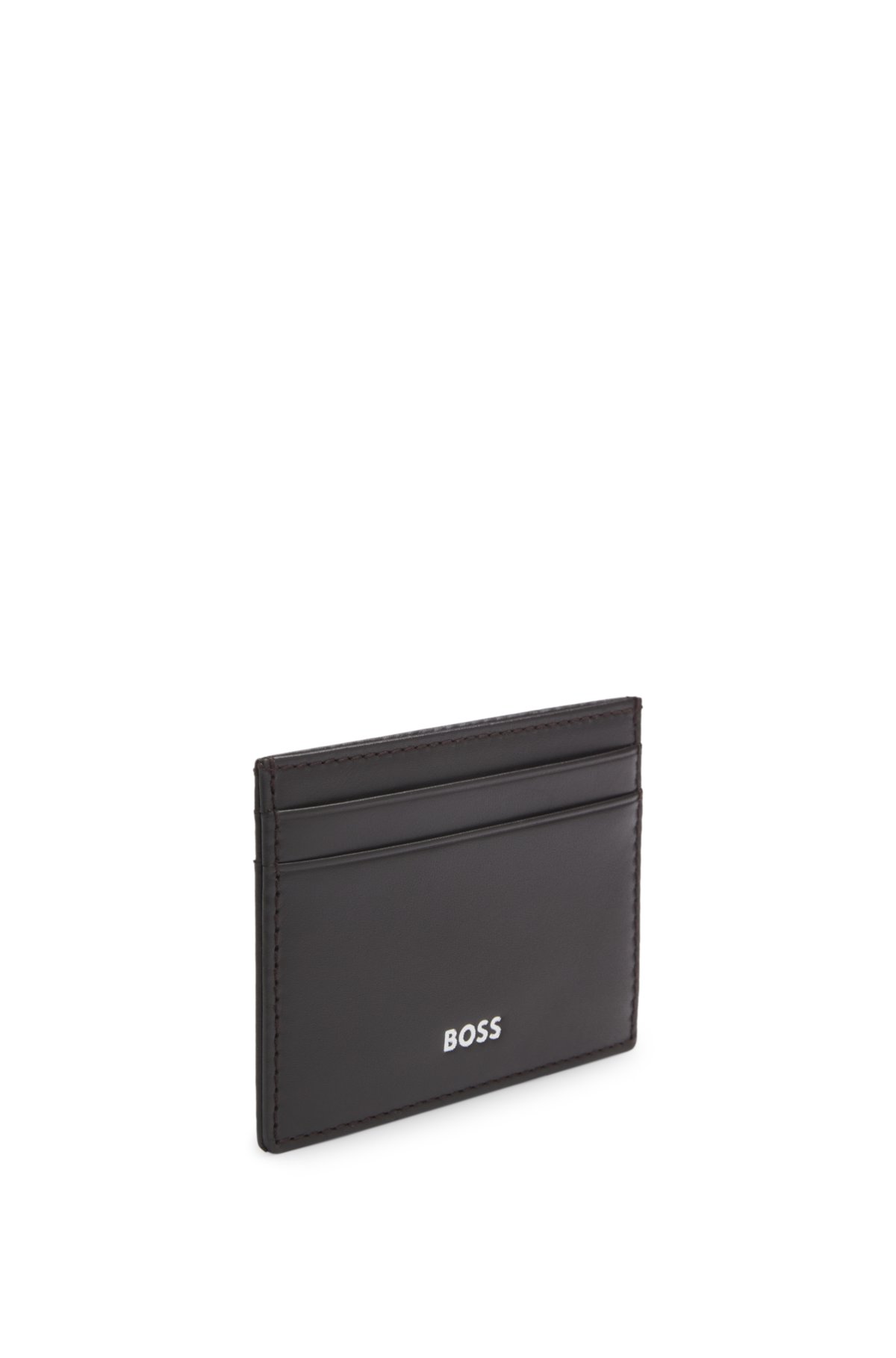 Logo-print card holder in leather