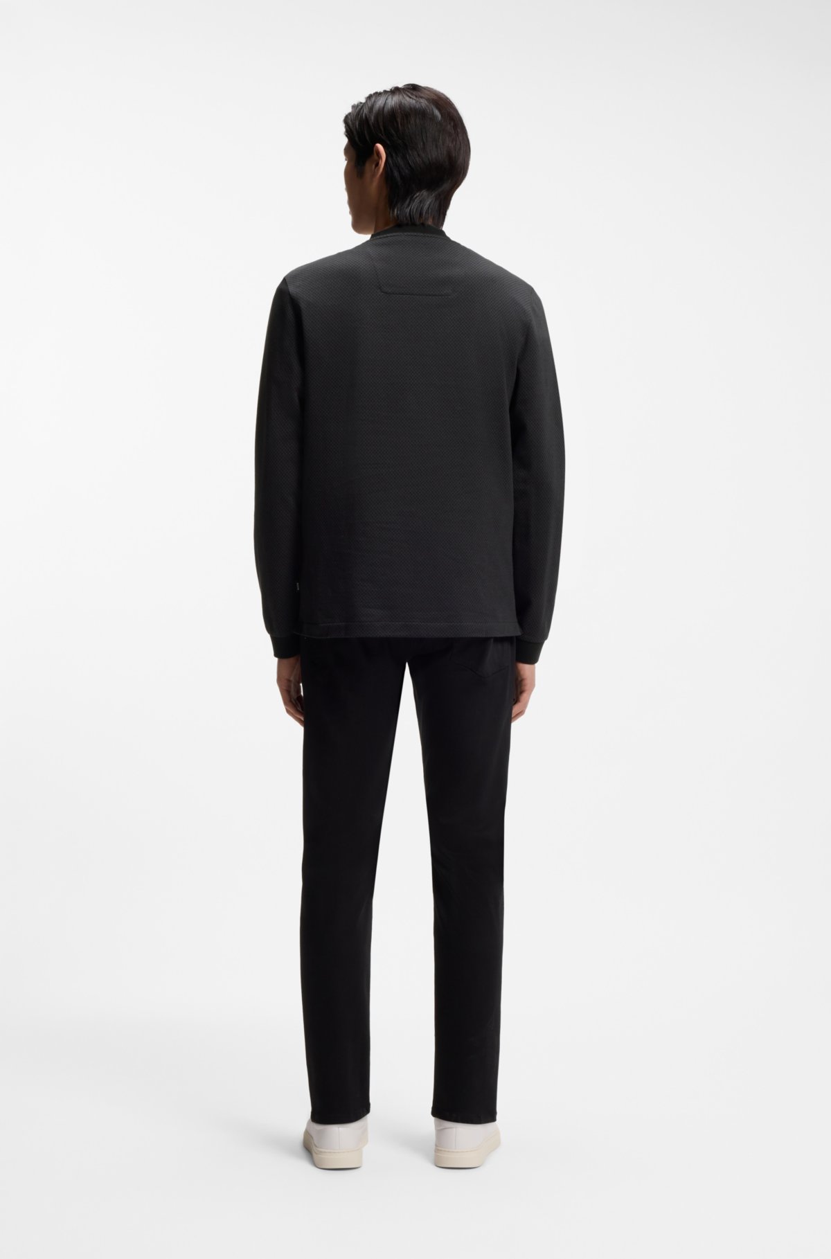 Jacquard-structure T-shirt in mercerised cotton