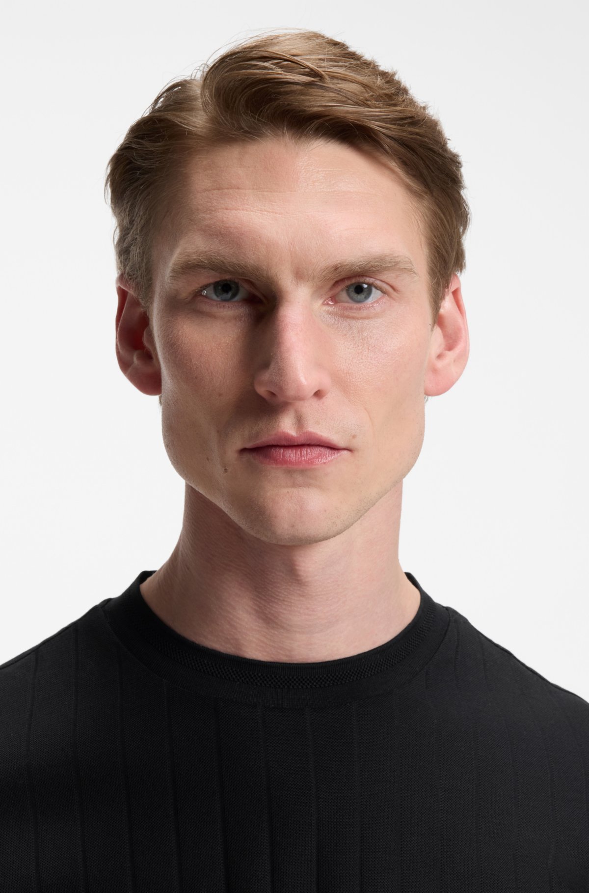 Vertical-stripe T-shirt in mercerised cotton