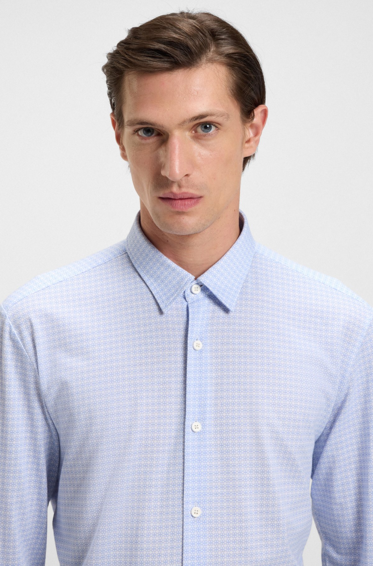 Printed slim-fit shirt in flex-weave fabric