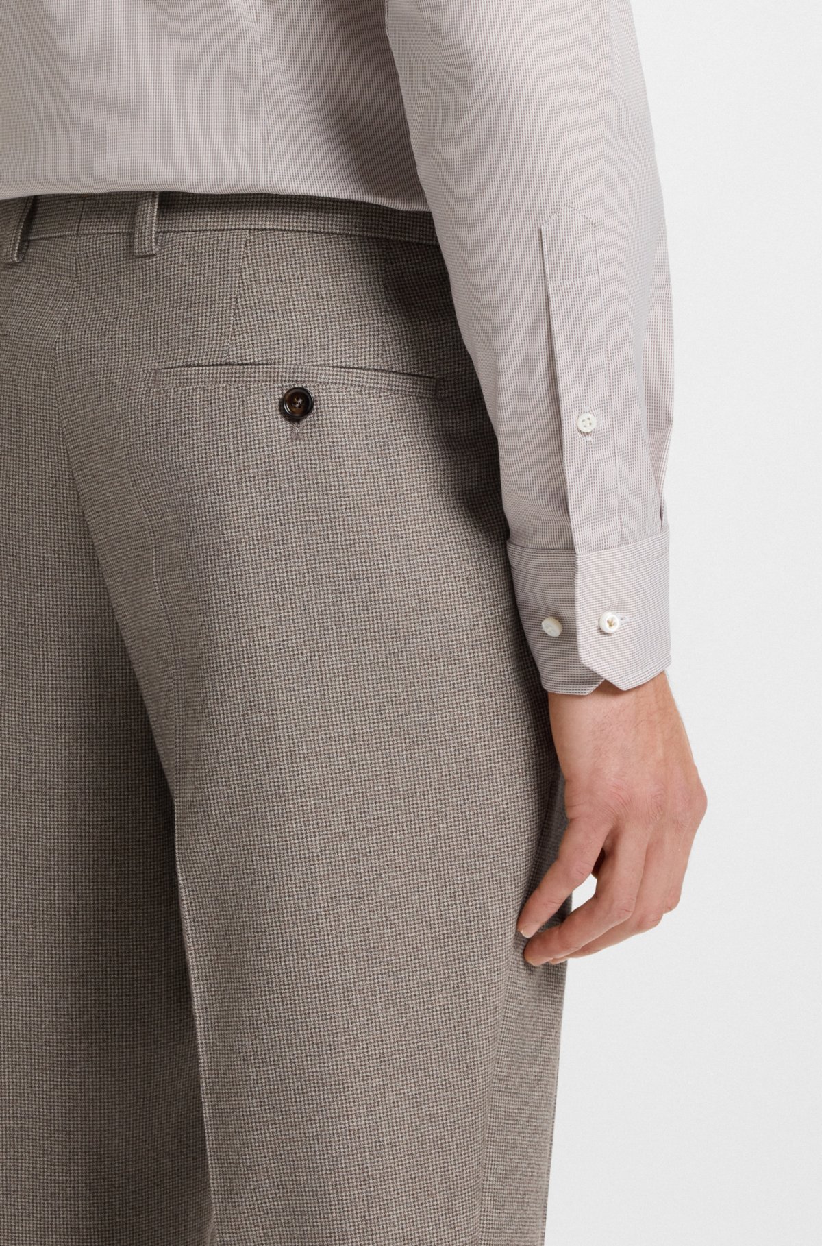 Micro-patterned tapered-fit trousers in virgin wool