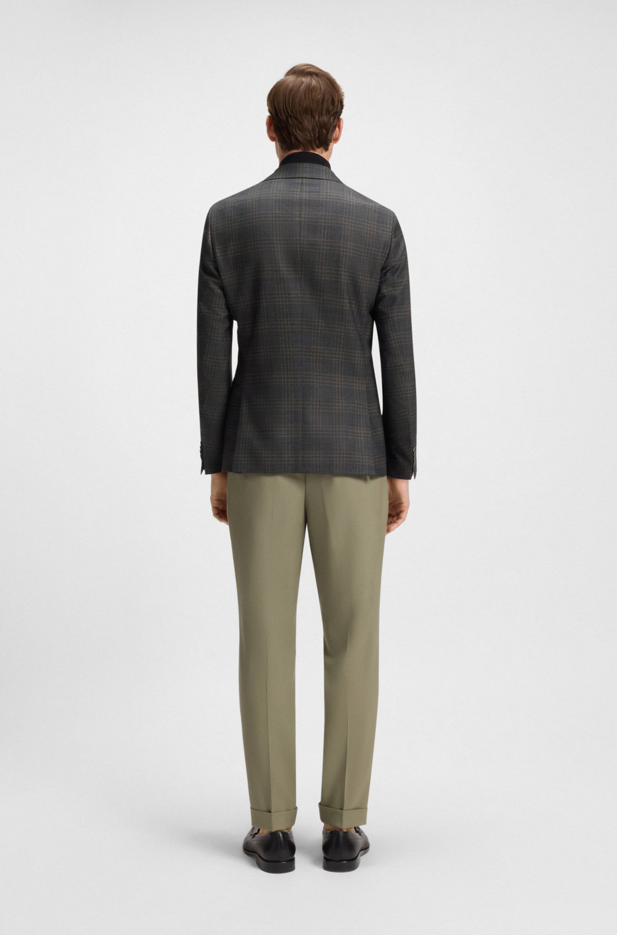 Checked slim-fit jacket in virgin wool