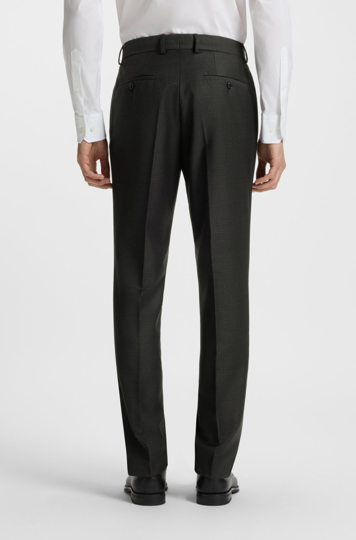 Two-piece slim-fit suit in patterned virgin wool