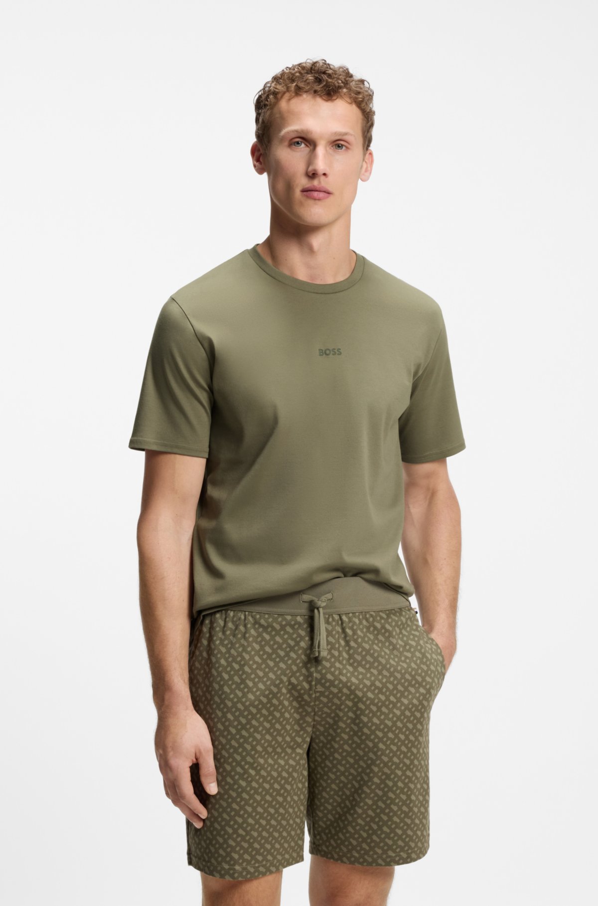 Two-piece branded pajama set in interlock cotton