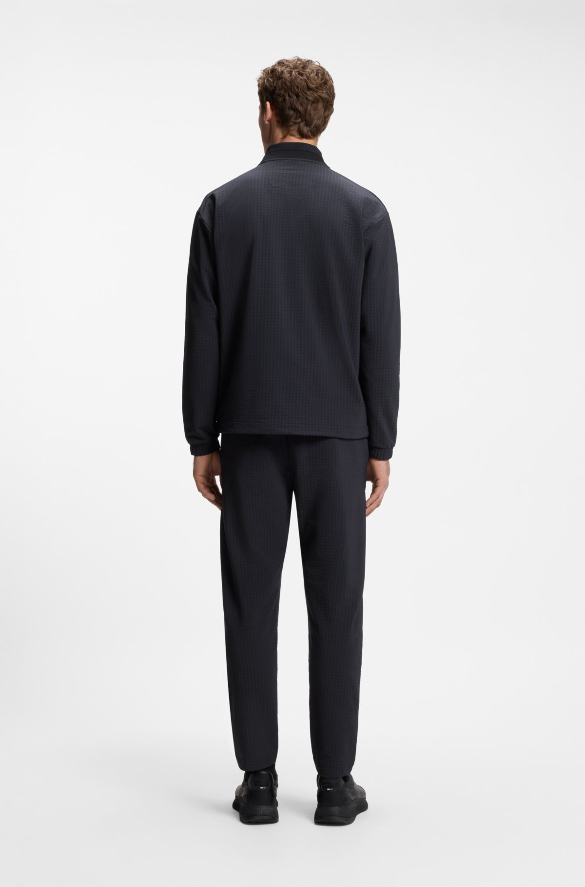 Framed-zip sweatshirt with waffle structure