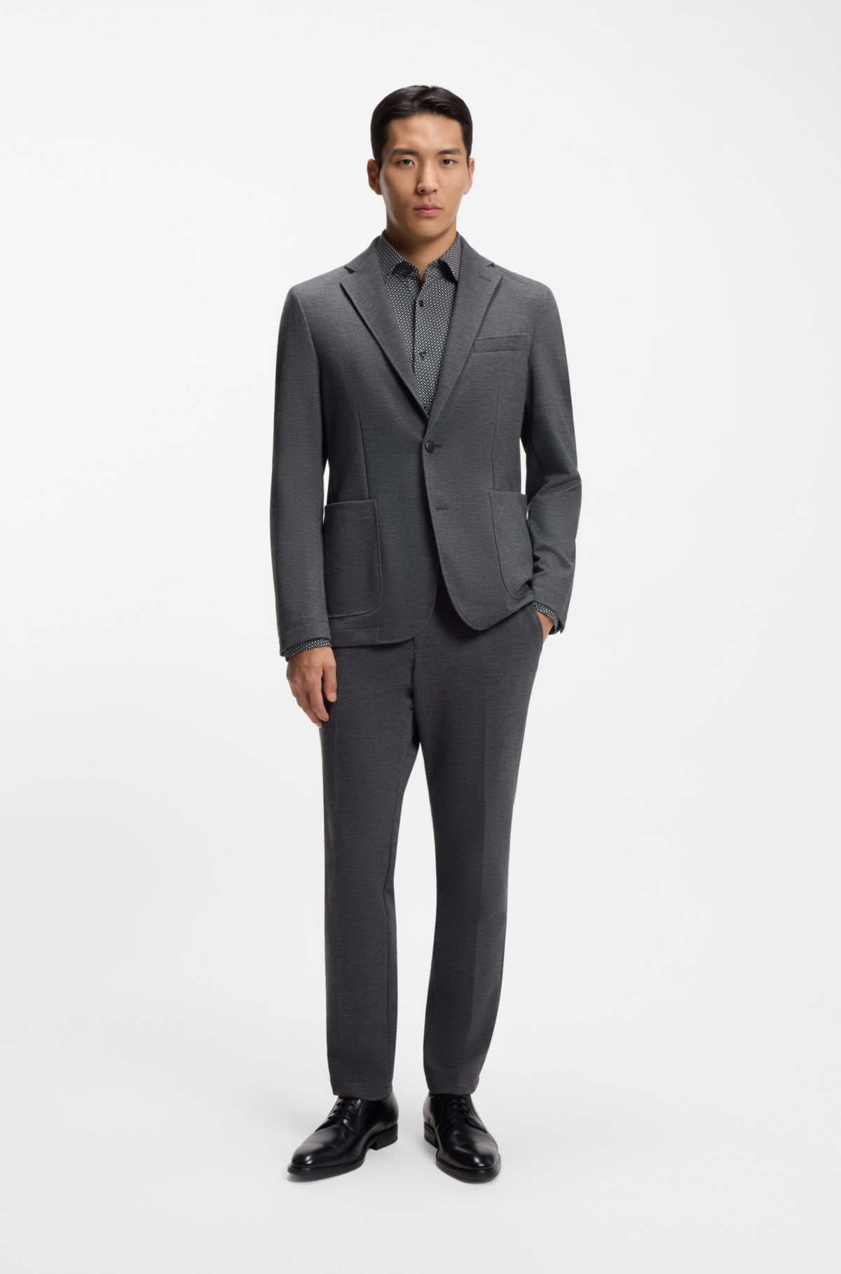 Slim-fit shirt in Italian-made performance-stretch fabric