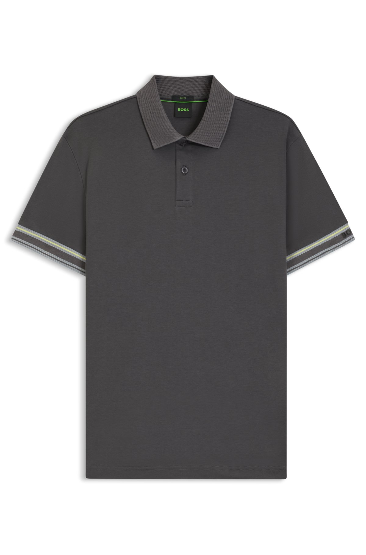 Stripe-cuff polo shirt in interlock cotton