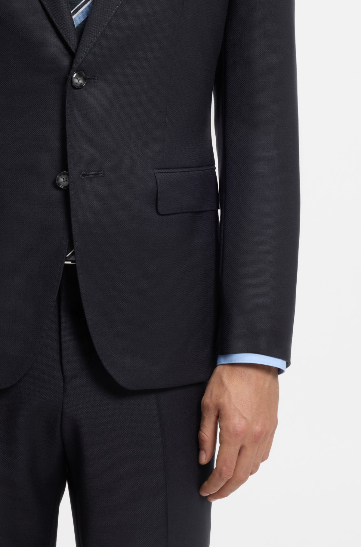 Two-piece slim-fit suit in patterned virgin wool