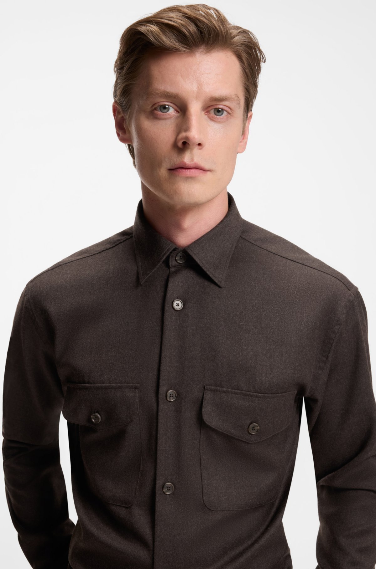 BECKHAM x BOSS relaxed-fit shirt in virgin wool