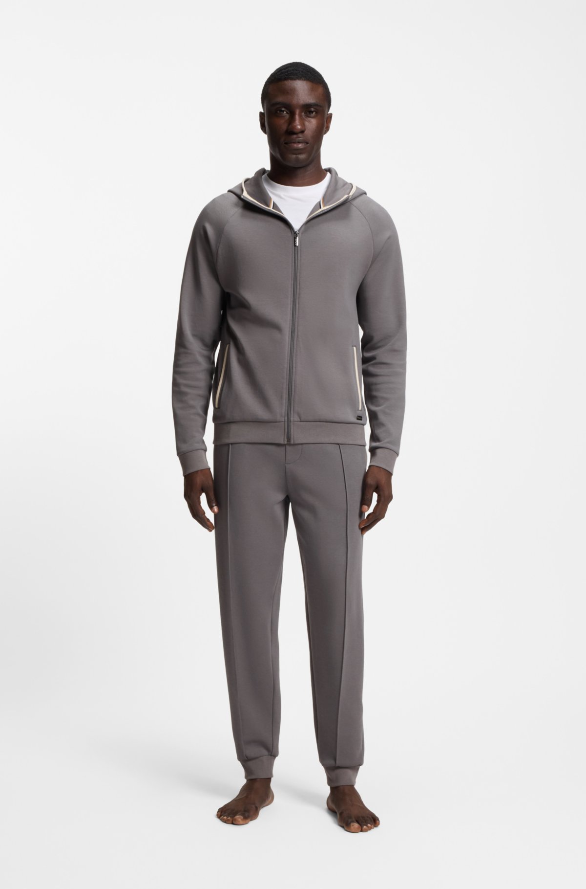Contrast-binding tracksuit bottoms in a cotton blend