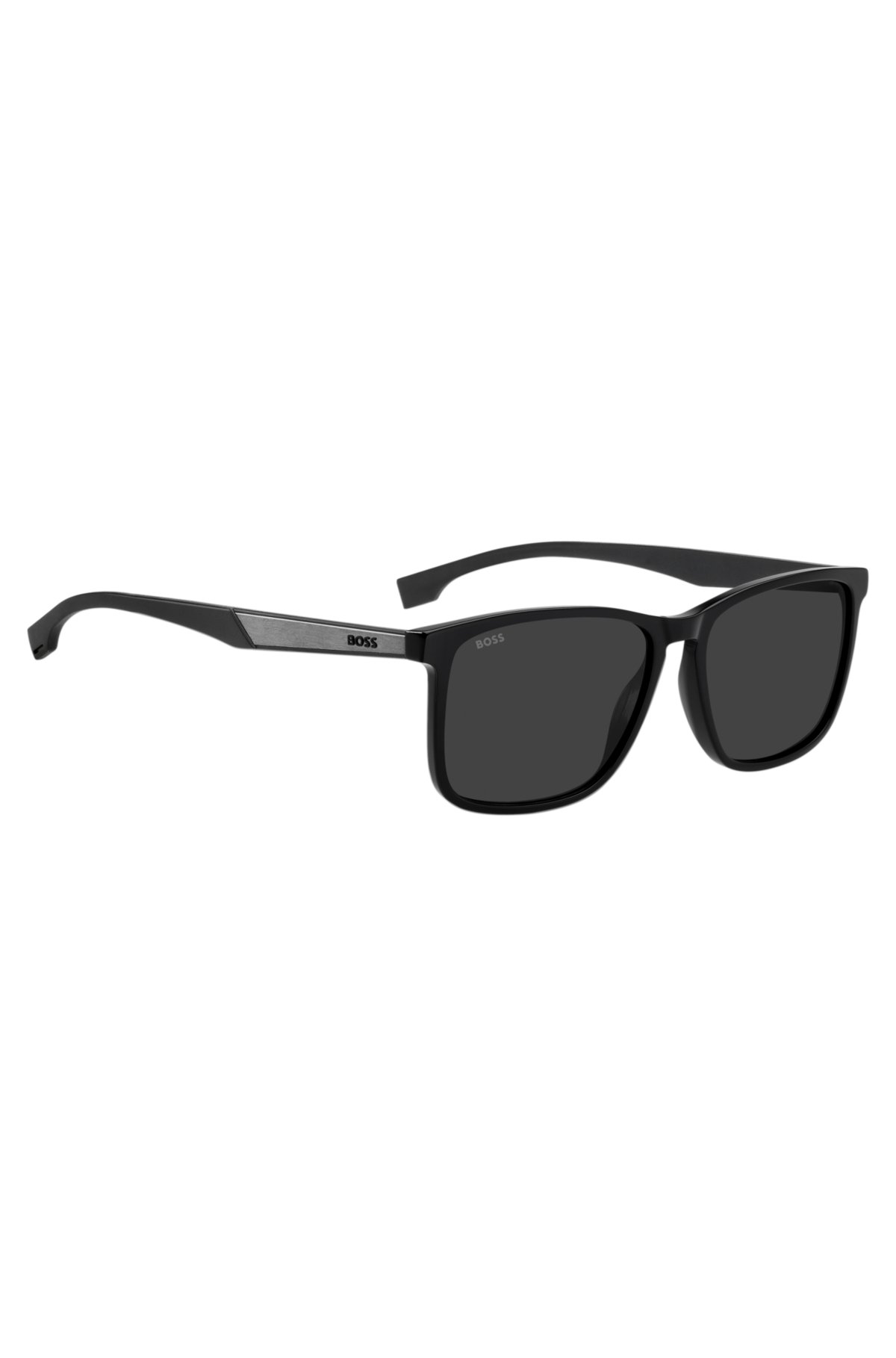 Black sunglasses with metallic temple inserts
