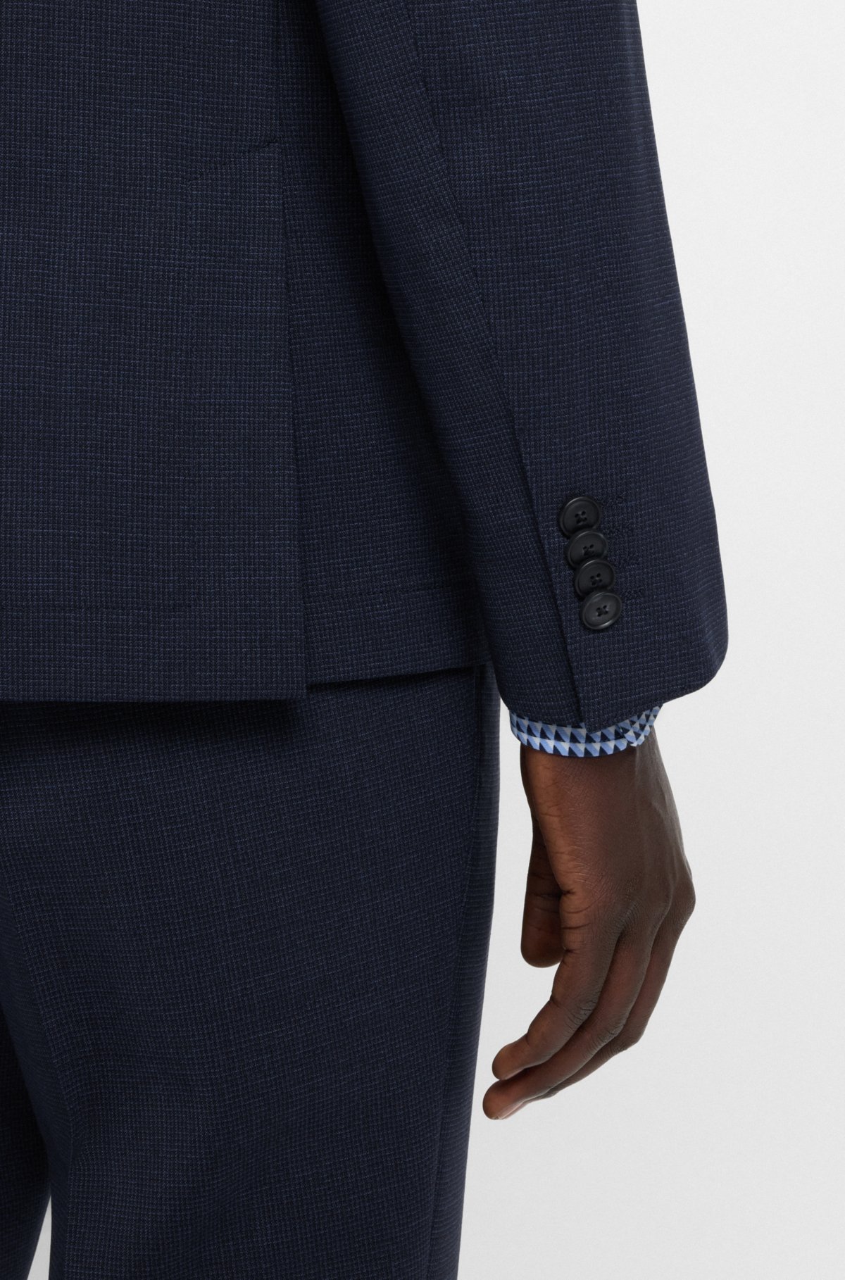 Patterned slim-fit suit in stretch wool