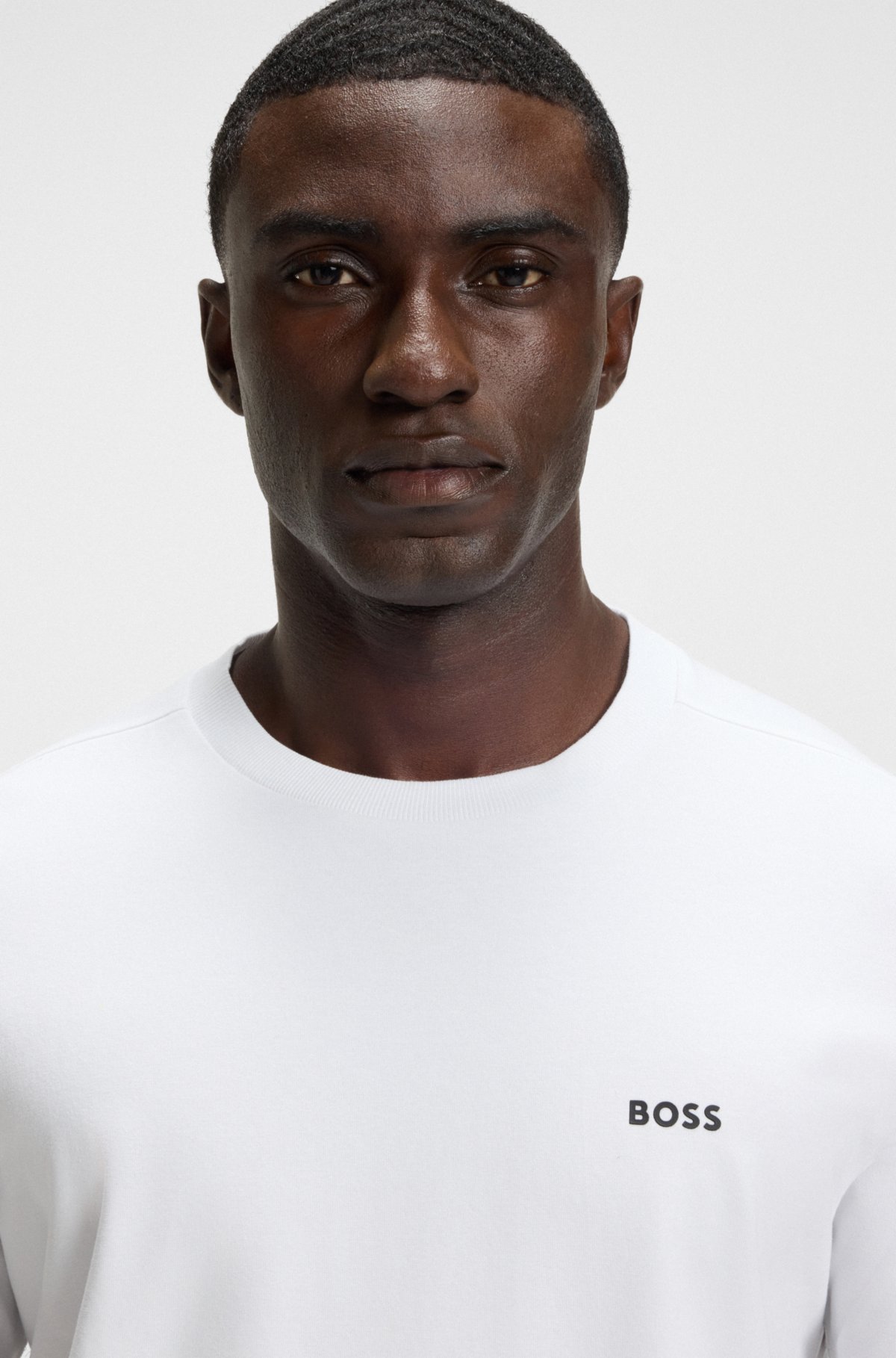Stretch-cotton T-shirt with logo detail