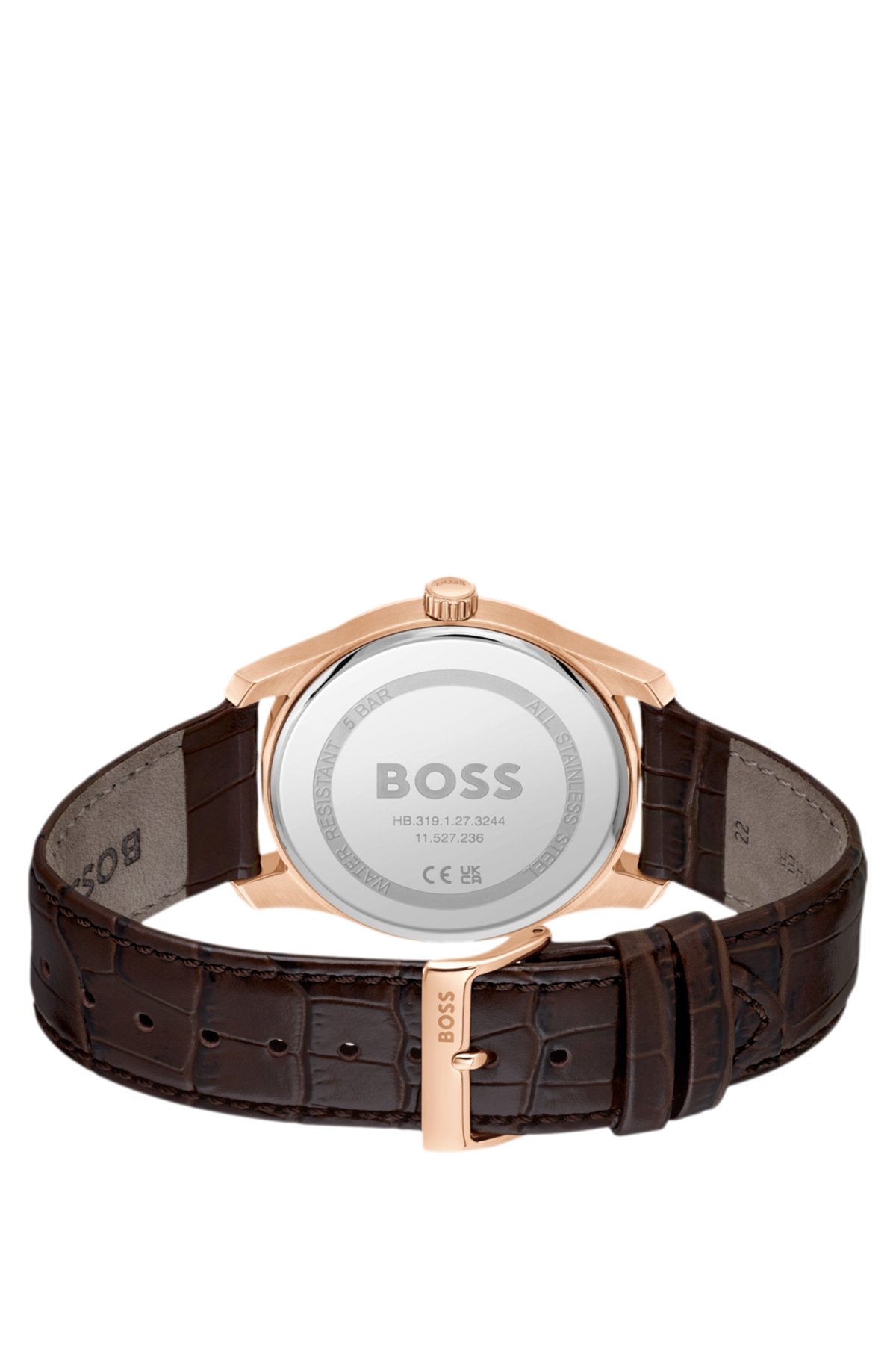 Principle leather-strap watch with textured blue dial