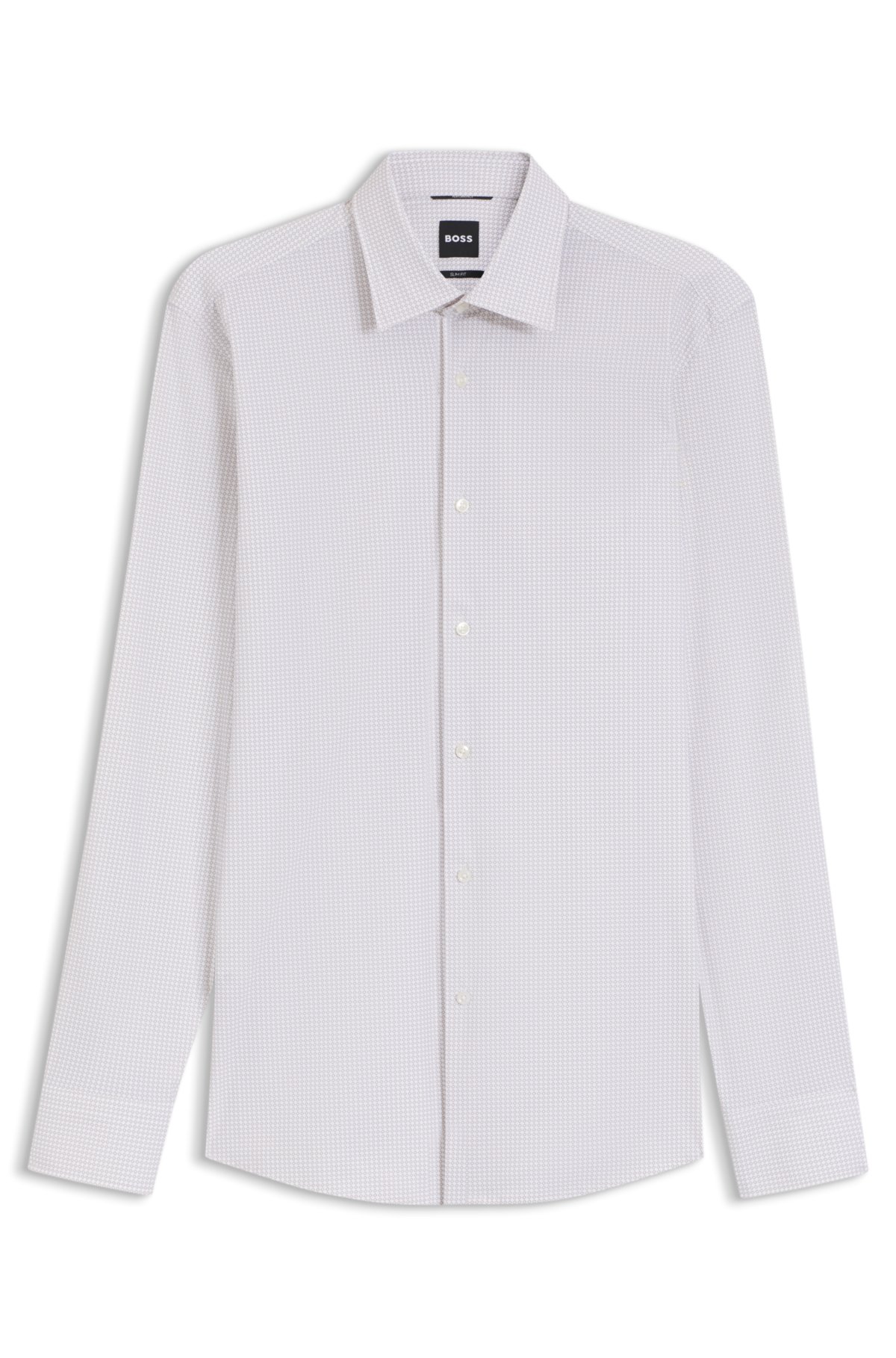 Printed slim-fit shirt in performance-stretch jersey