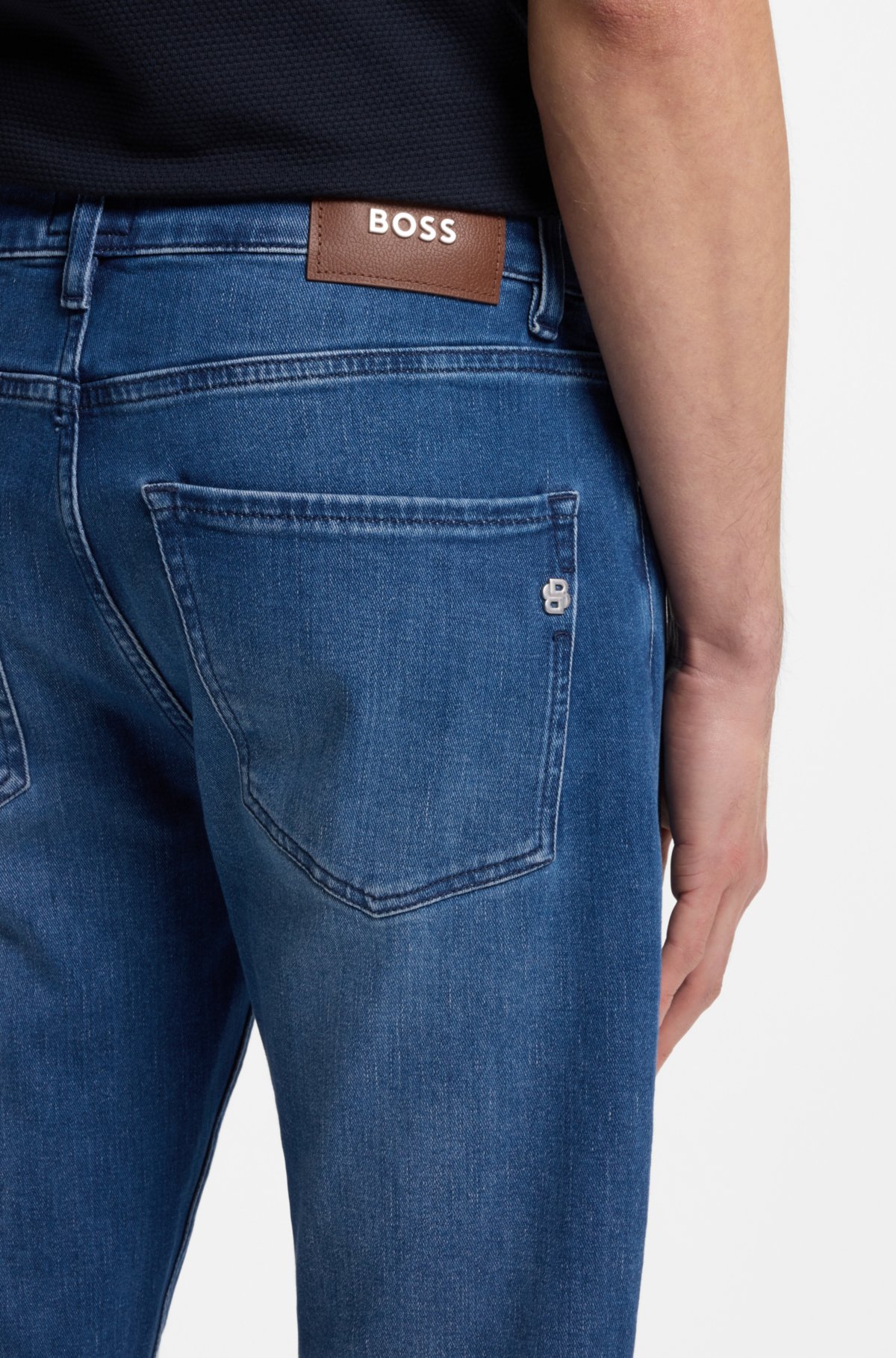 Blue slim-fit jeans in cashmere-touch denim