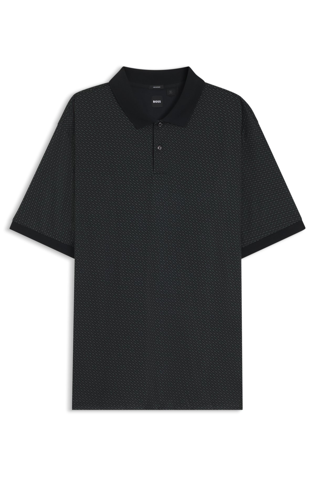 Mercerized-cotton polo shirt with printed monograms
