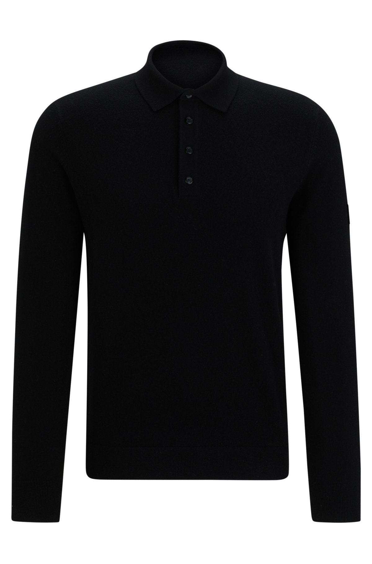 Equestrian logo-patch knit polo in cotton and cashmere