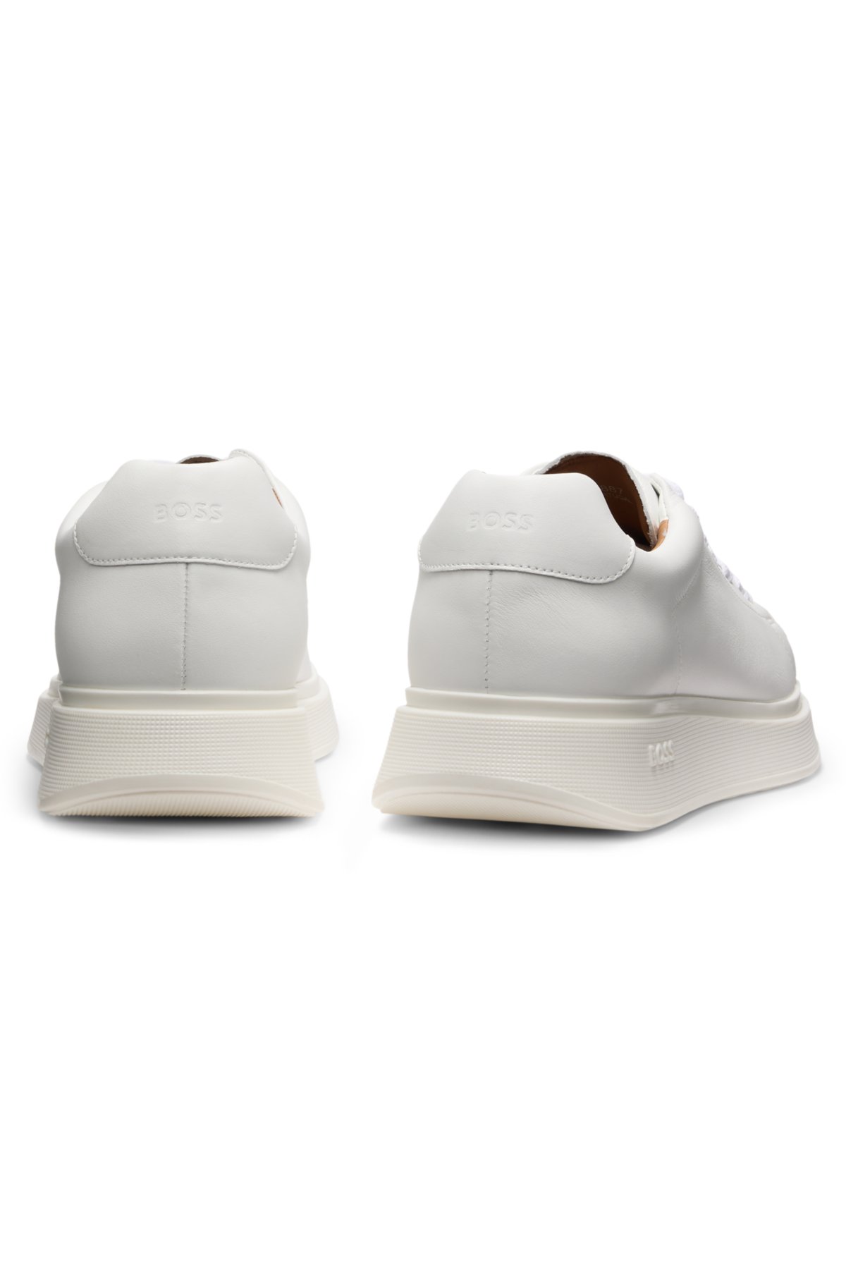 Rubber-outsole trainers in leather