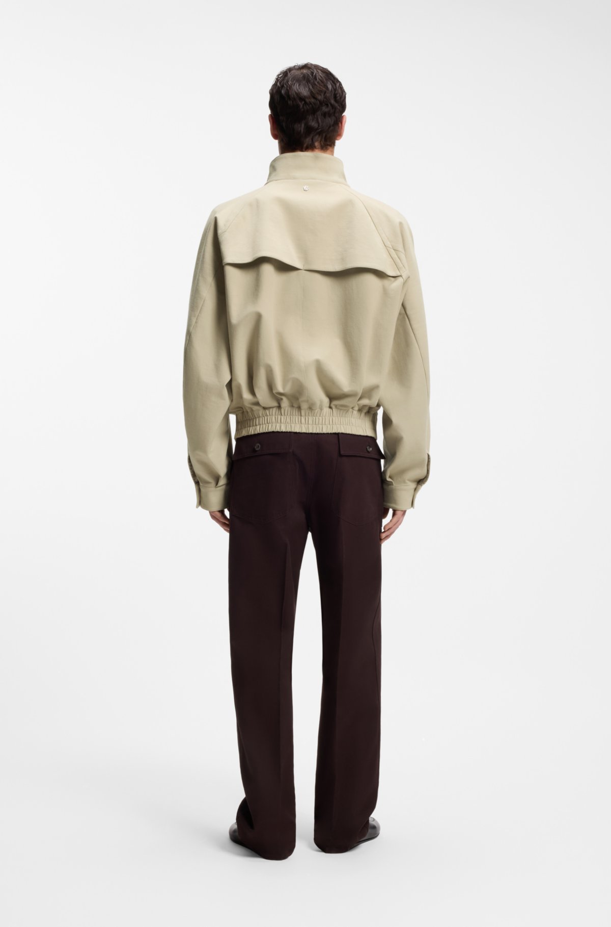 Cotton-stretch bomber jacket with zip
