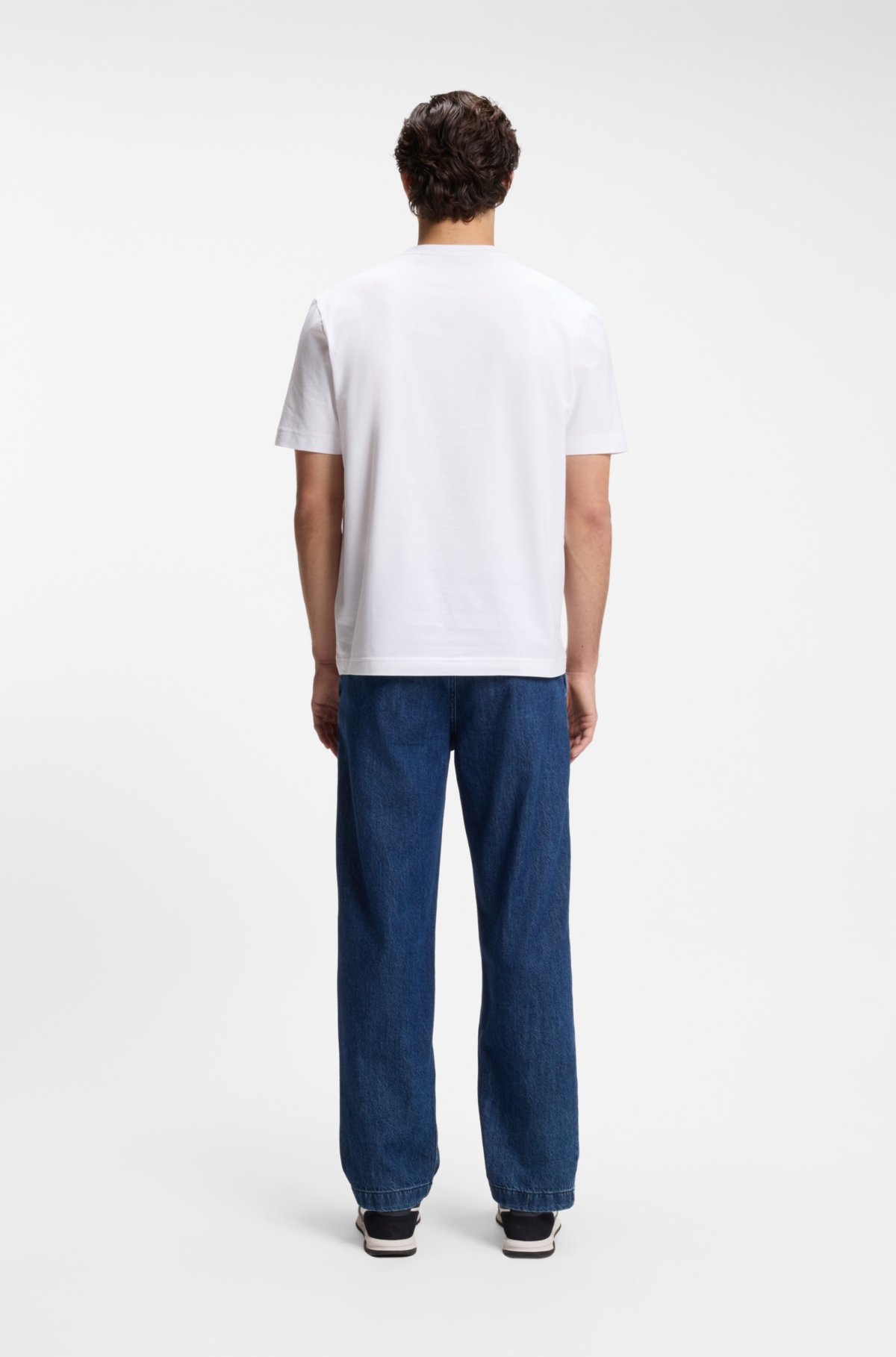 Stretch-cotton T-shirt with contrast logo