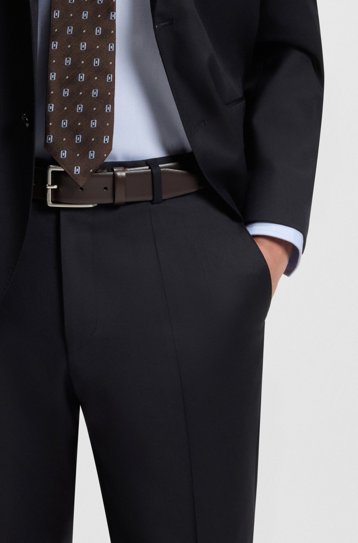 Regular-fit trousers in virgin-wool serge