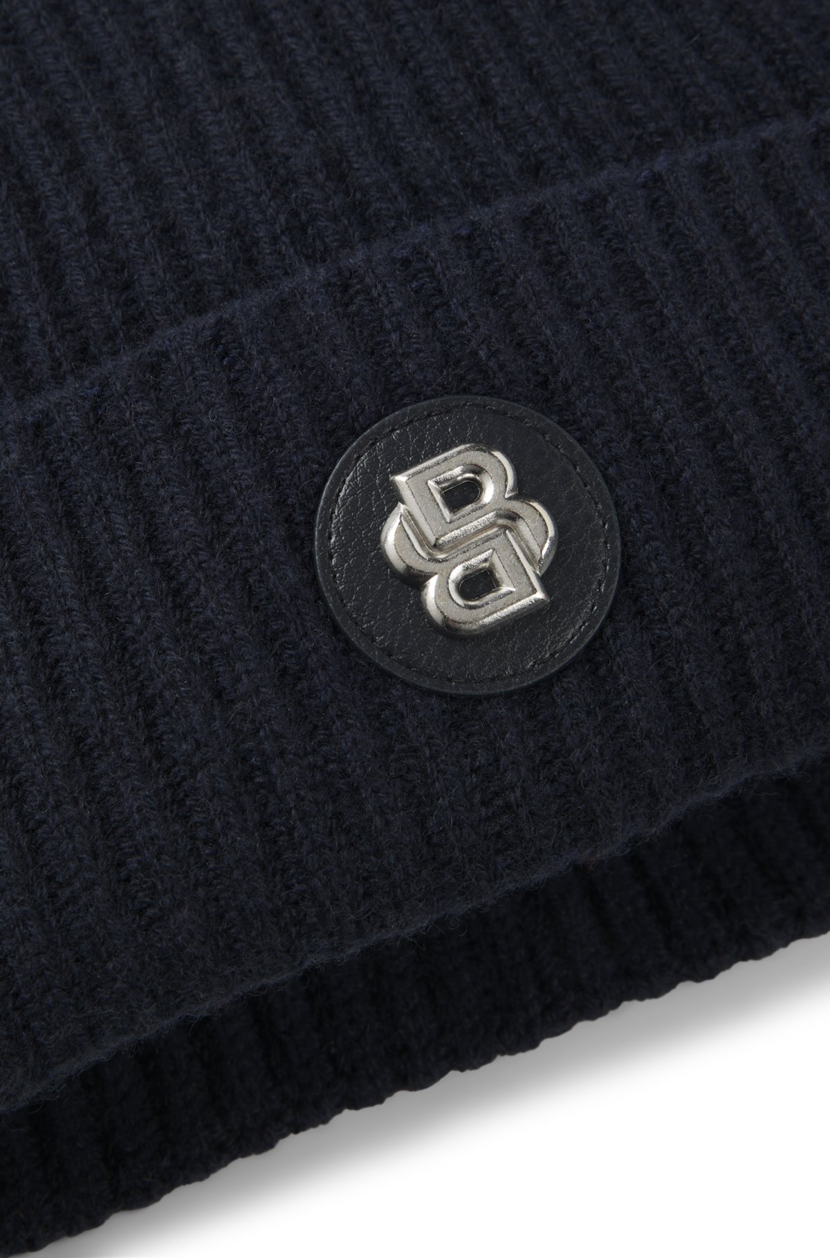Wool-cashmere beanie hat with Double B monogram