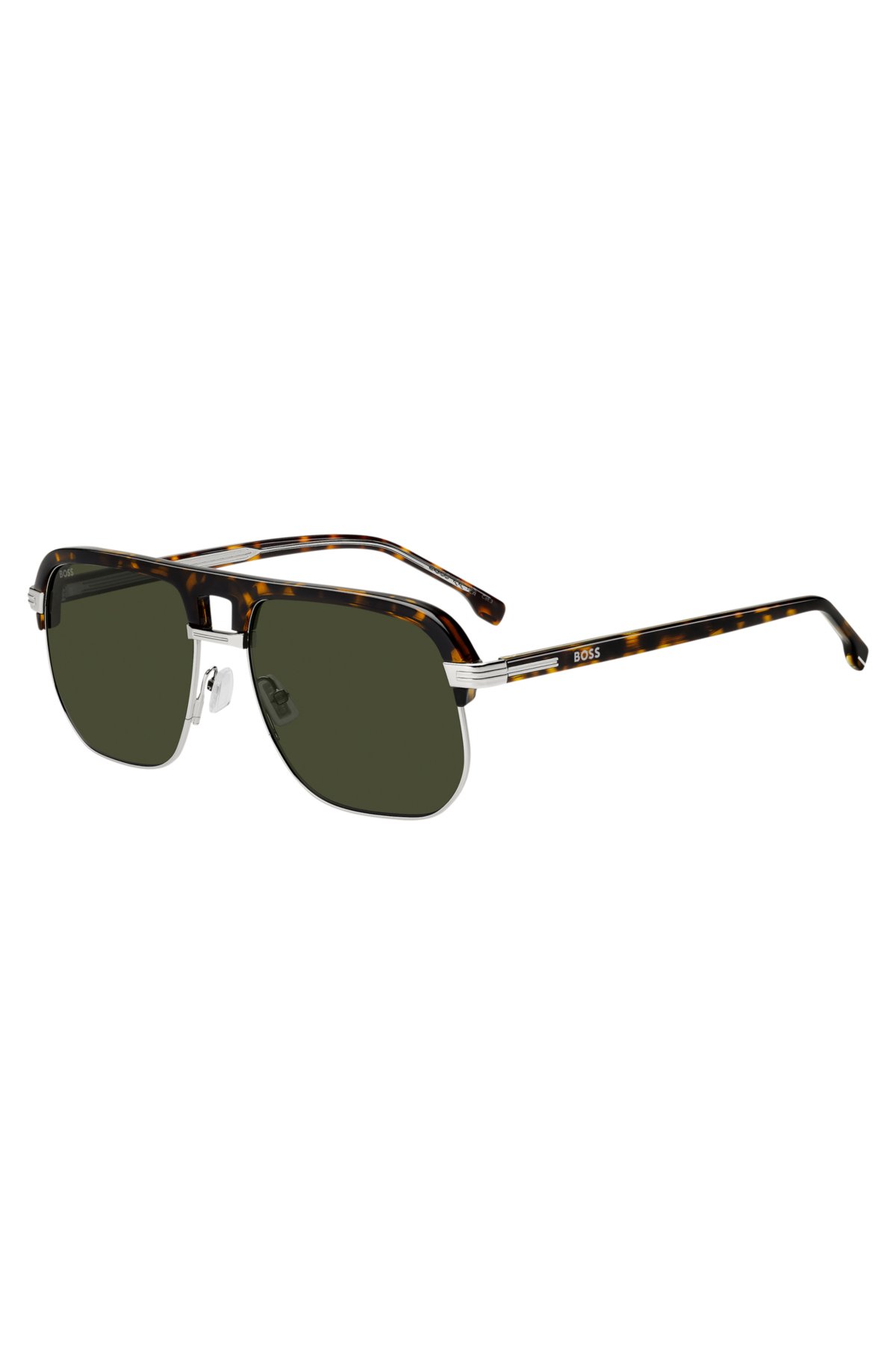 Havana-acetate sunglasses with bold bridge design