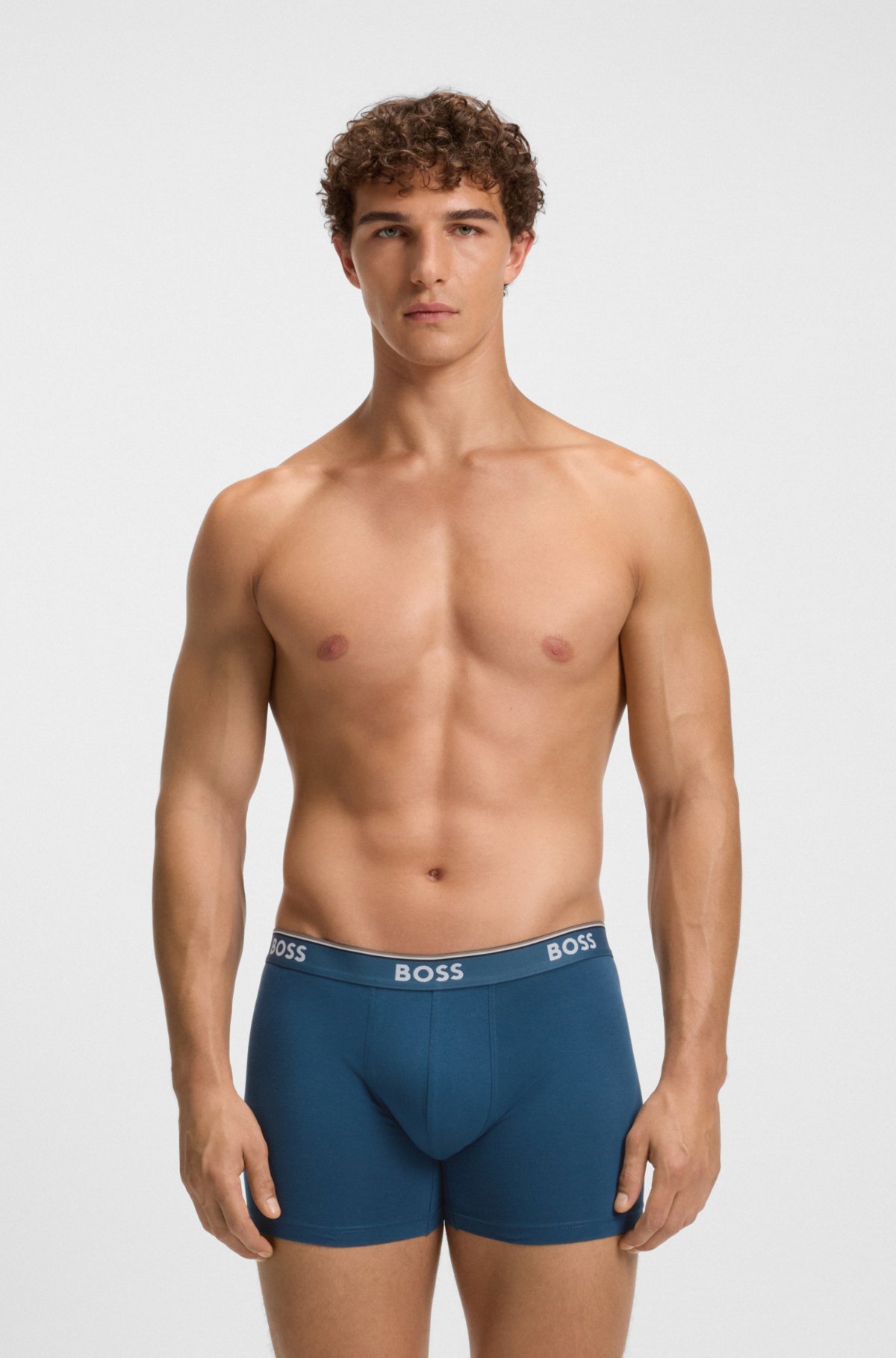 Three-pack of logo-waistband boxer briefs in stretch cotton