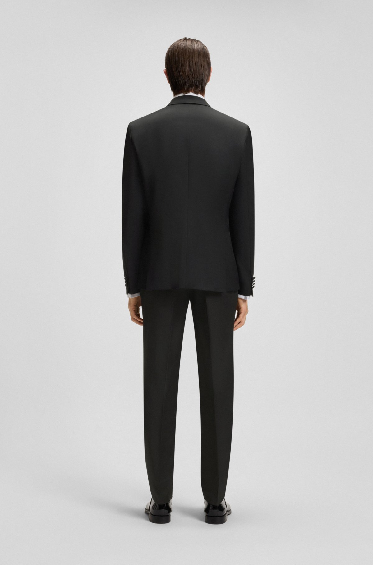 Slim-fit tuxedo jacket in virgin-wool serge