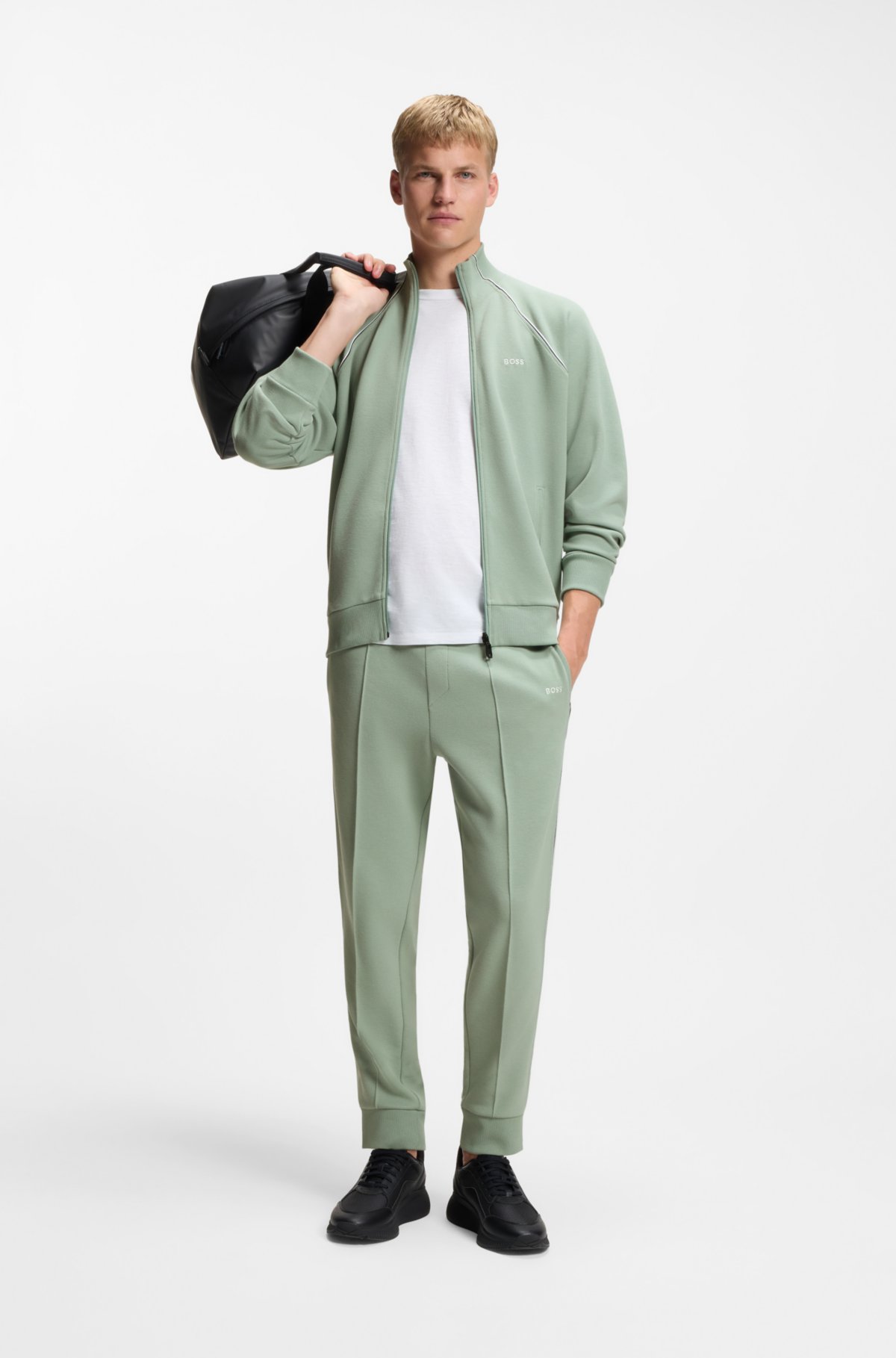 Contrast-piping sweatshirt in a cotton blend