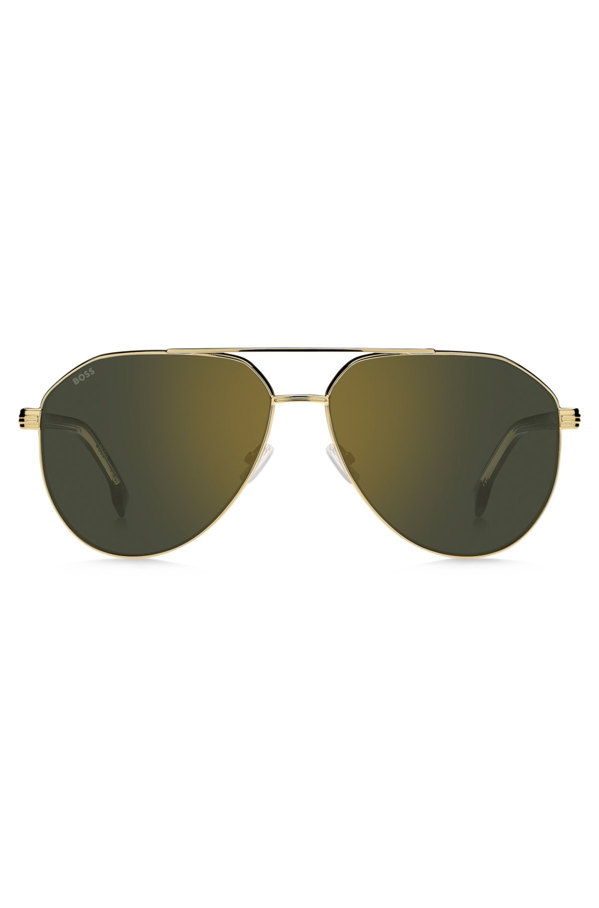 Gold-tone sunglasses with Havana-acetate temples