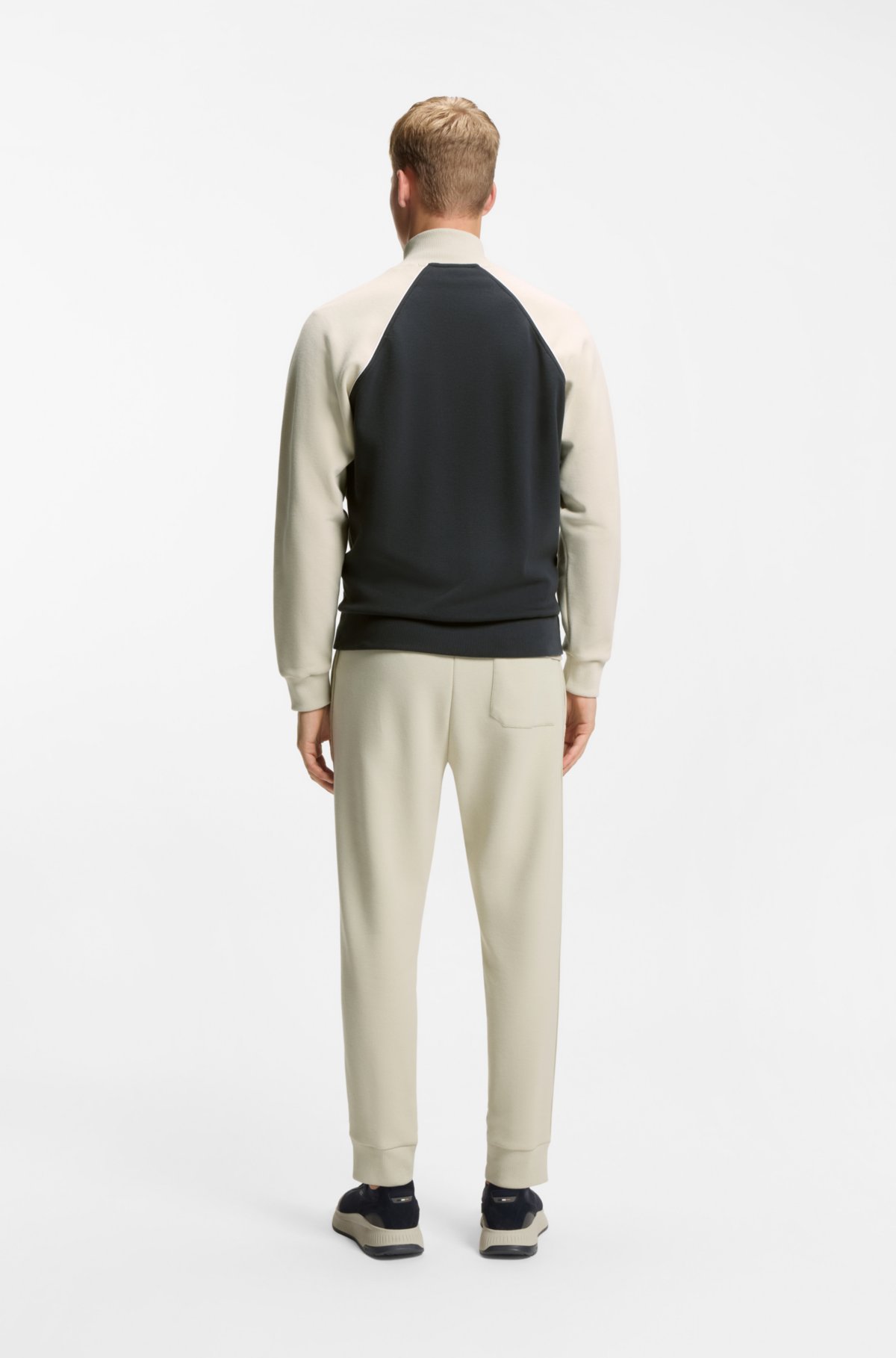Contrast-piping sweatshirt in a cotton blend
