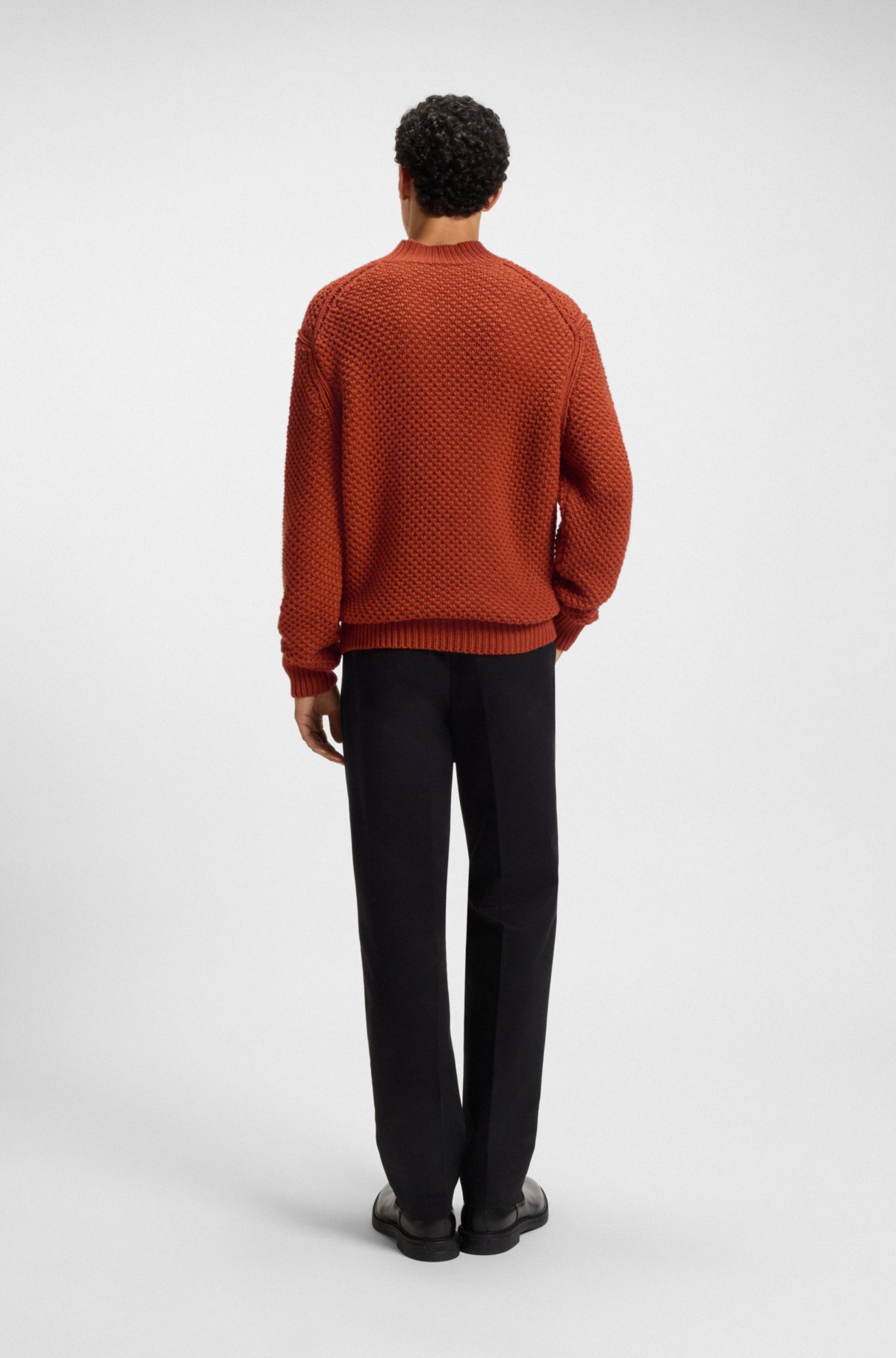 Structured-knit sweater in virgin wool