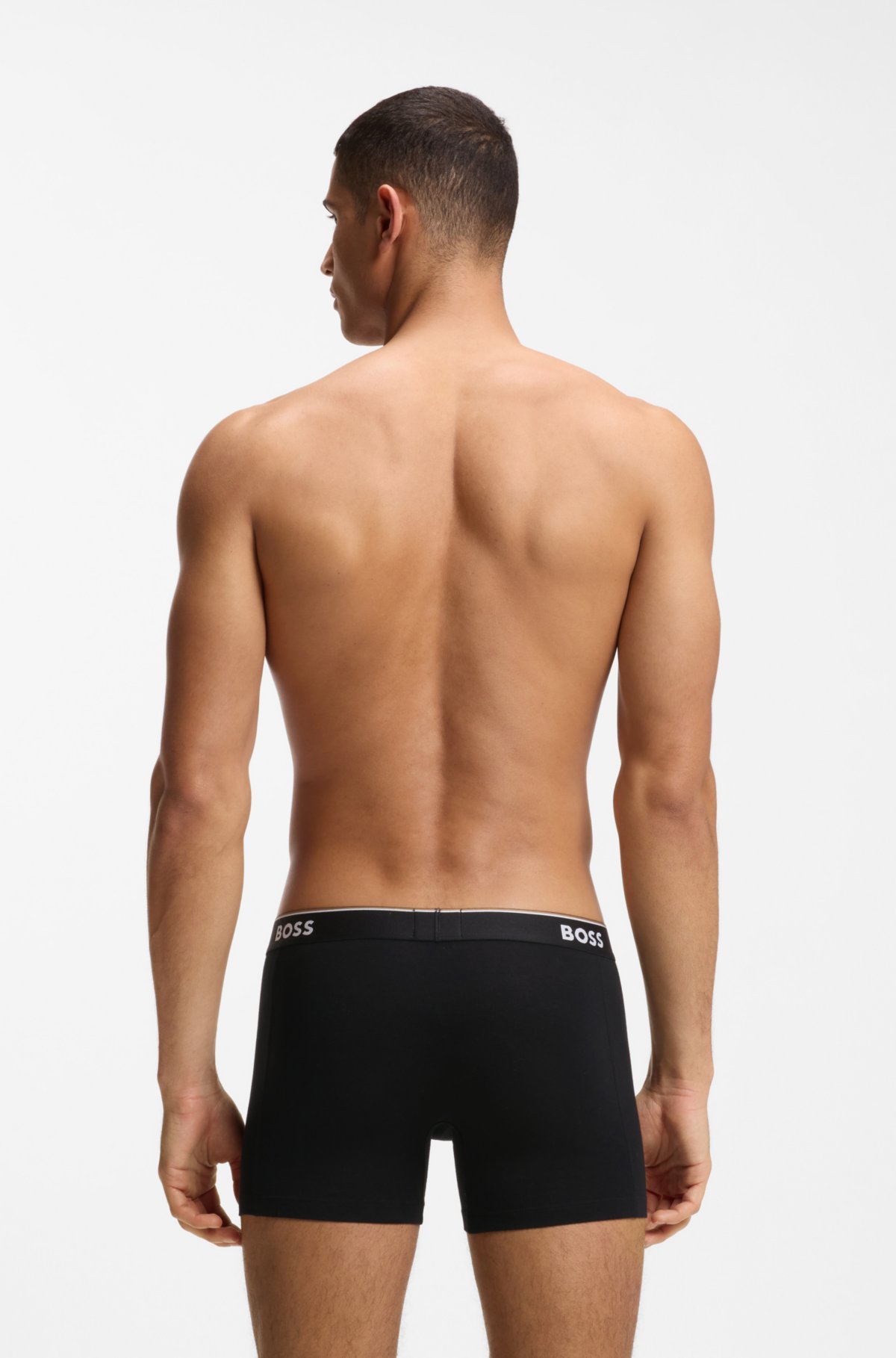 Three-pack of logo-waistband boxer briefs in stretch cotton