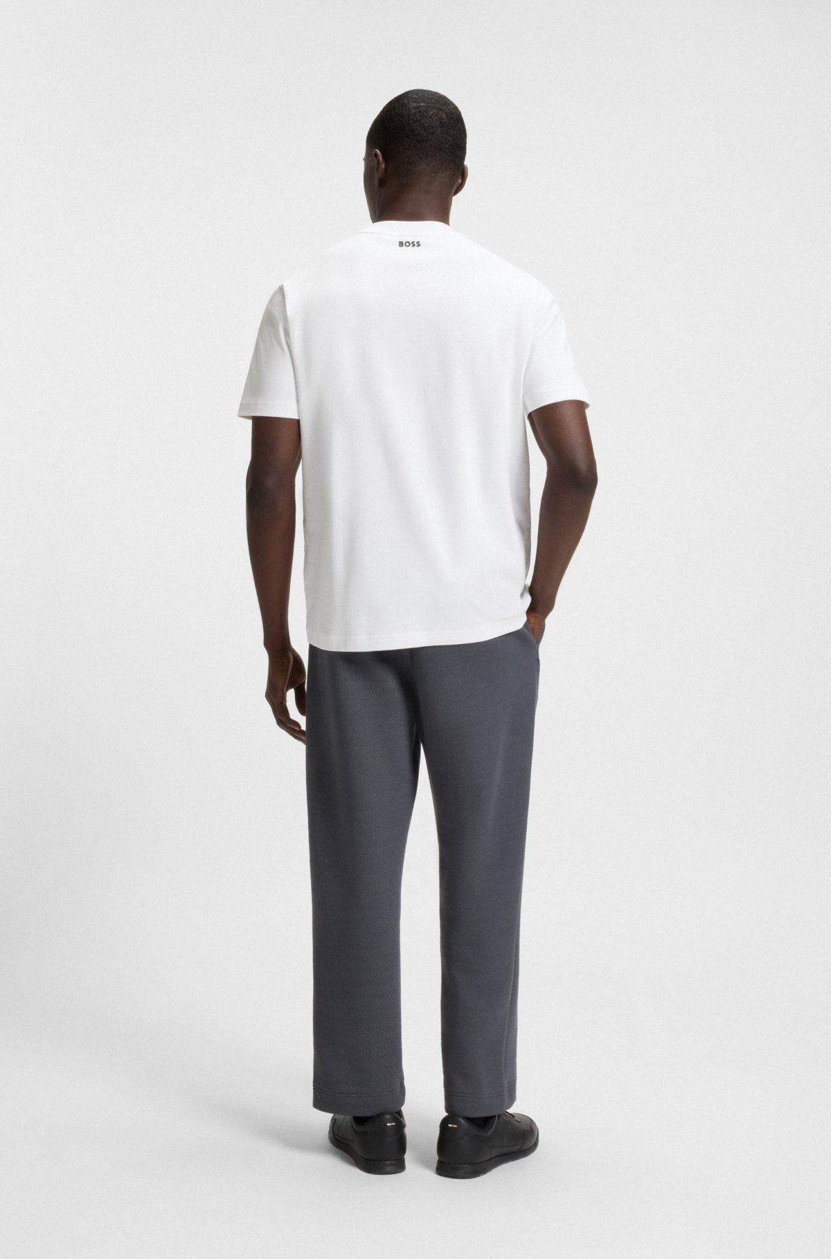 Interlock-cotton T-shirt with mesh-print artwork