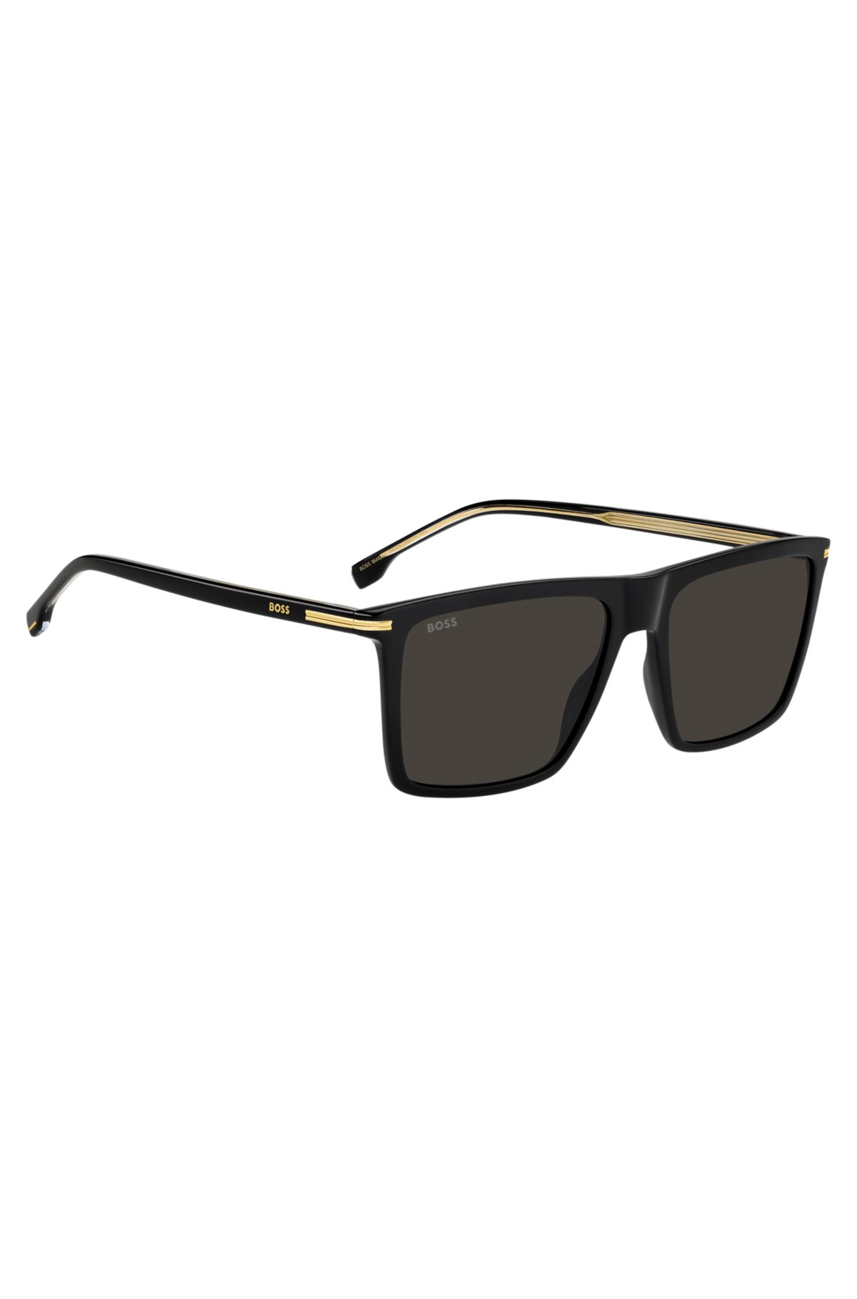 Black acetate sunglasses with gold-tone trims