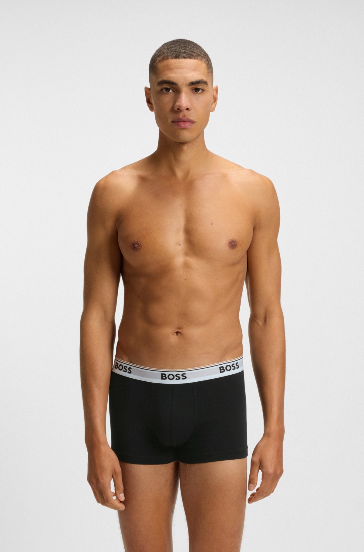 Three-pack of logo-waistband trunks in stretch cotton